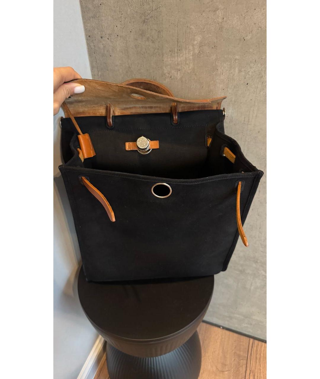 HERMES Черная тканевая сумка через плечо, фото 4