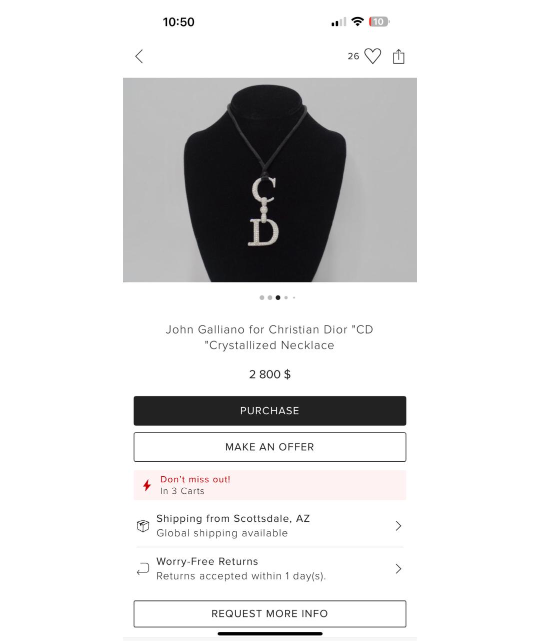 CHRISTIAN DIOR Белая подвеска, фото 6