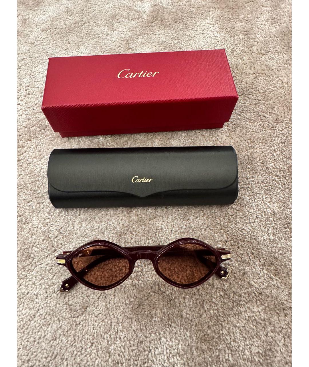 CARTIER Бордовые пластиковые солнцезащитные очки, фото 2