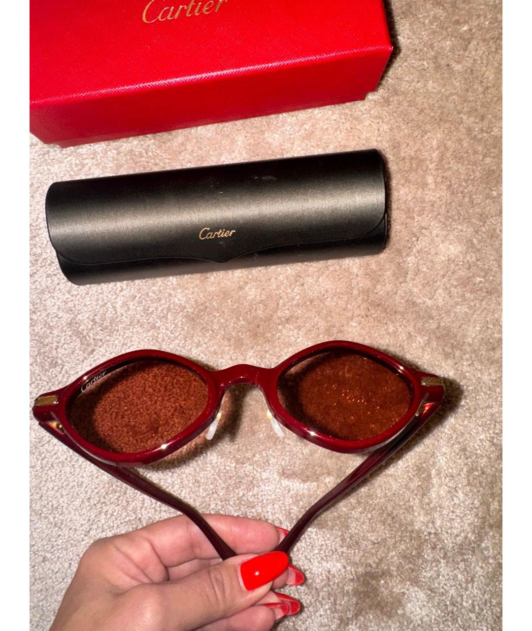 CARTIER Бордовые пластиковые солнцезащитные очки, фото 5