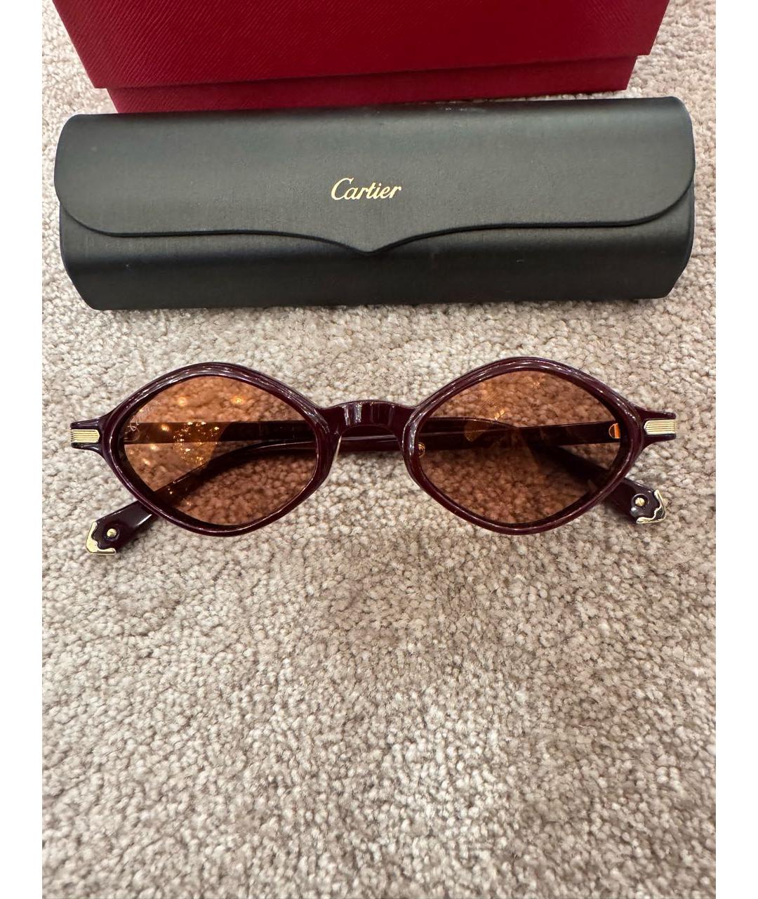 CARTIER Бордовые пластиковые солнцезащитные очки, фото 8