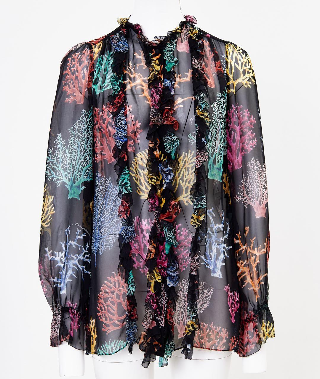 DOLCE&GABBANA Черная шелковая блузы, фото 5