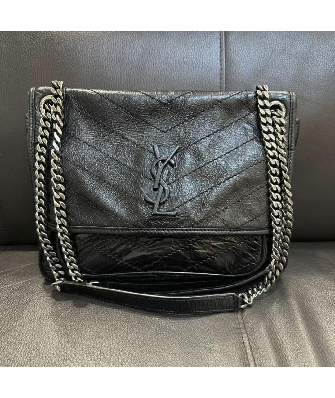 SAINT LAURENT Черная кожаная сумка через плечо, фото 6
