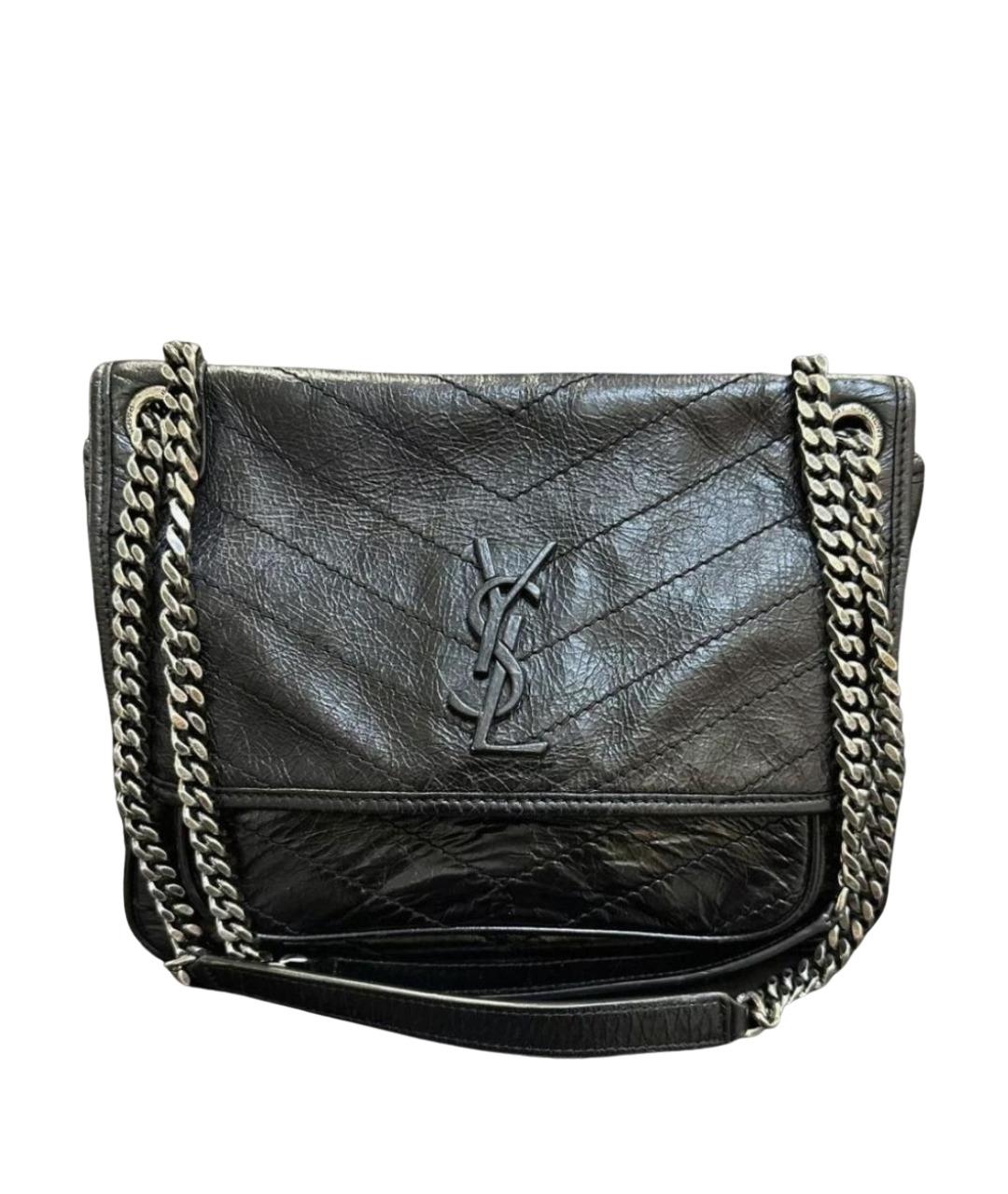 SAINT LAURENT Черная кожаная сумка через плечо, фото 1