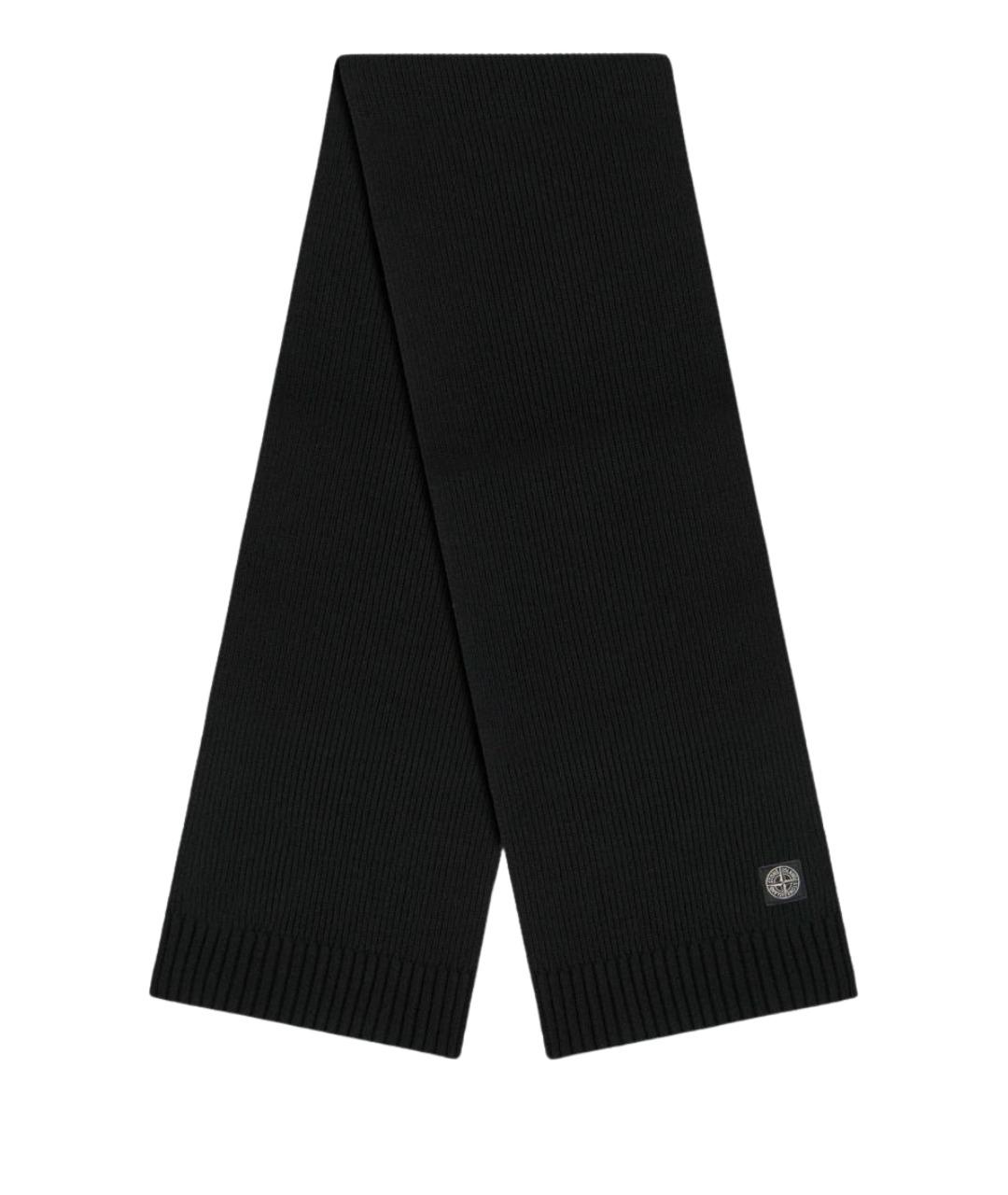 STONE ISLAND Черный шерстяной шарф, фото 1