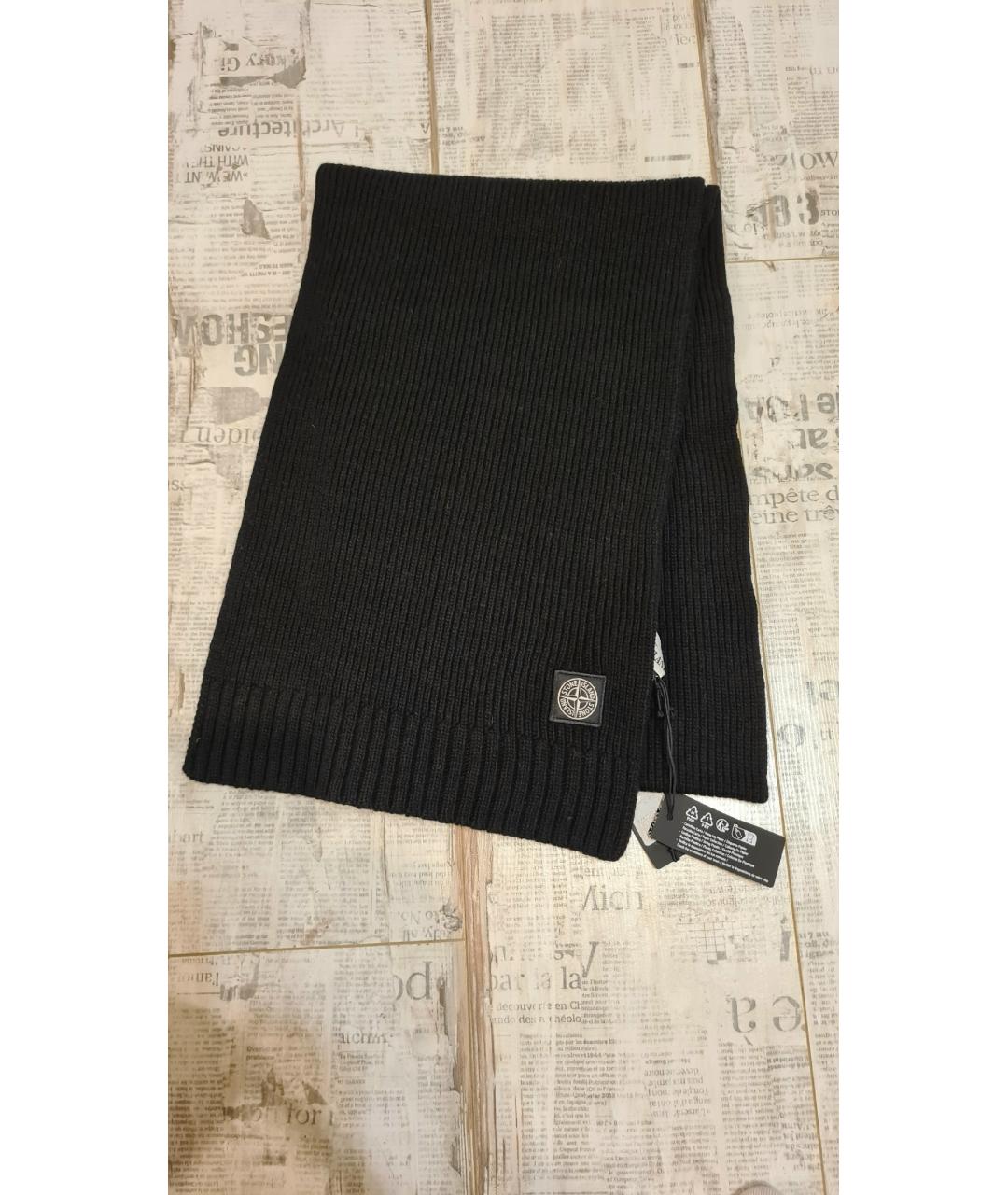 STONE ISLAND Черный шерстяной шарф, фото 7