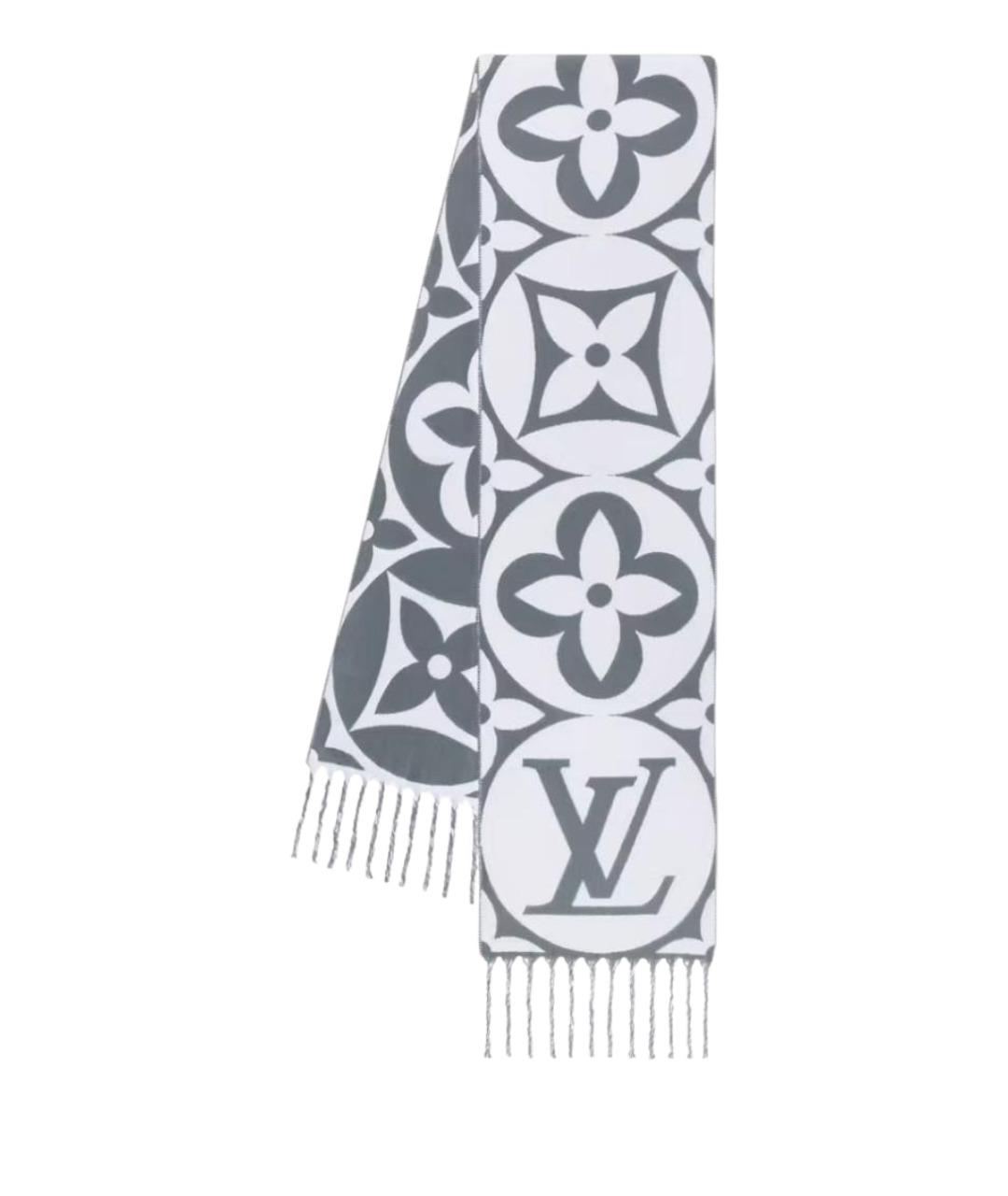 LOUIS VUITTON Серый шерстяной шарф, фото 1