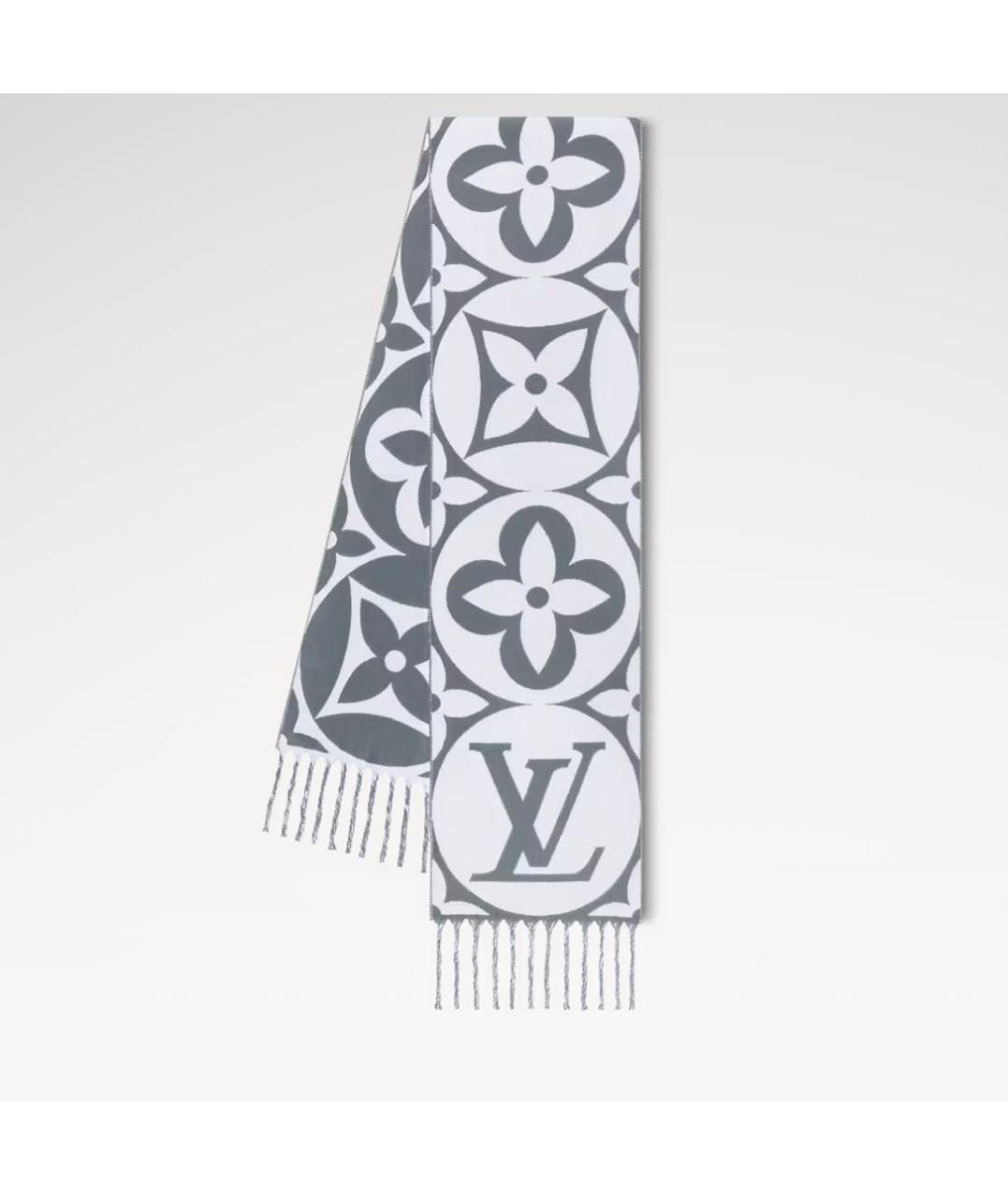 LOUIS VUITTON Серый шерстяной шарф, фото 3
