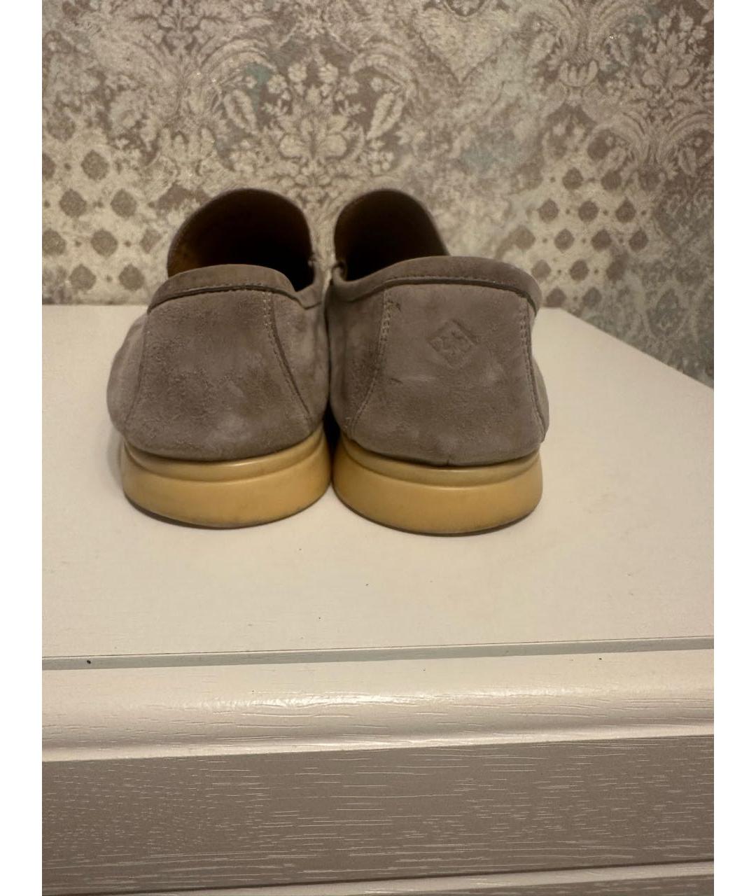 LORO PIANA Бежевые нубуковые лоферы, фото 4