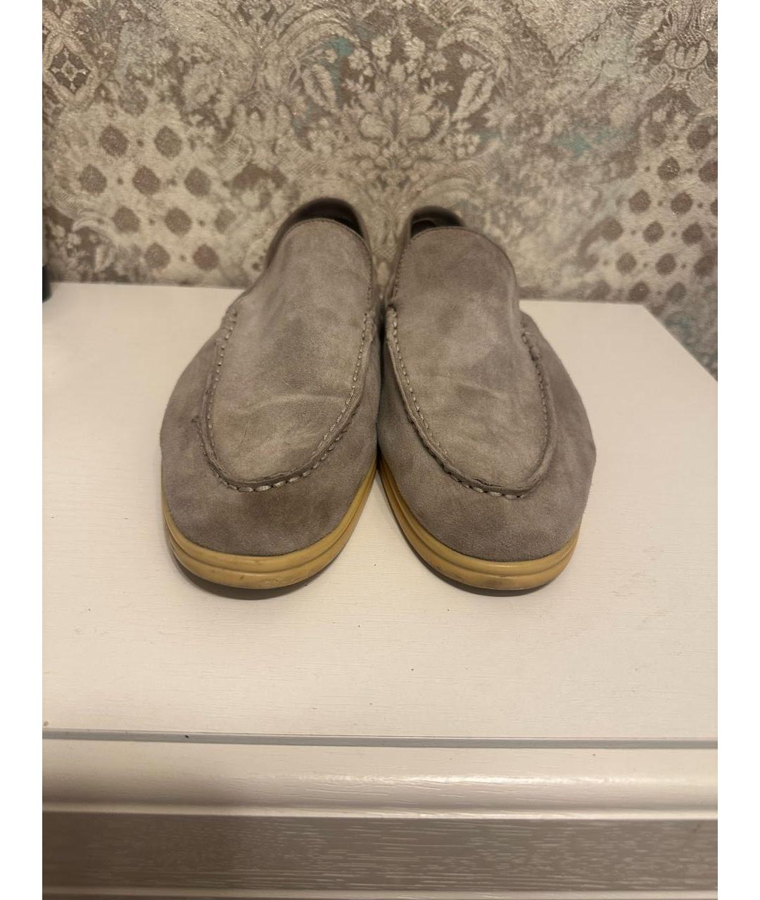 LORO PIANA Бежевые нубуковые лоферы, фото 2