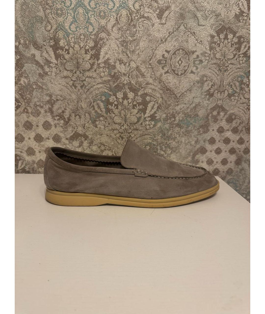 LORO PIANA Бежевые нубуковые лоферы, фото 5