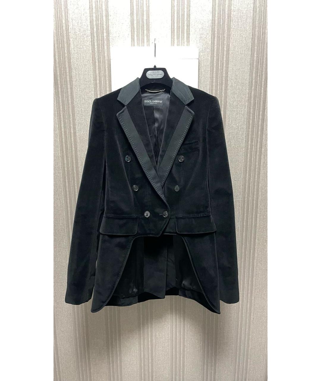 DOLCE&GABBANA Черный бархатный жакет/пиджак, фото 6