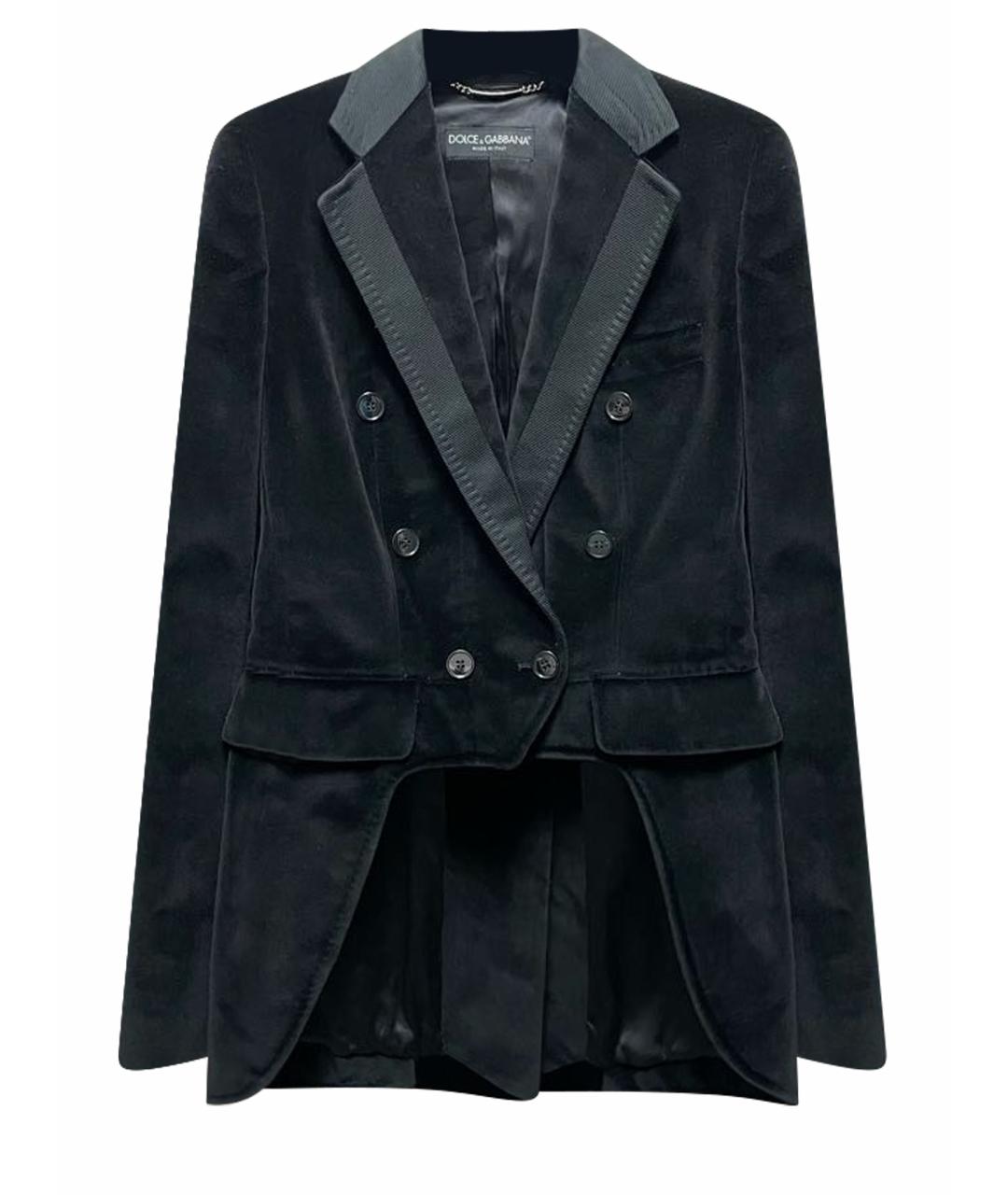 DOLCE&GABBANA Черный бархатный жакет/пиджак, фото 1