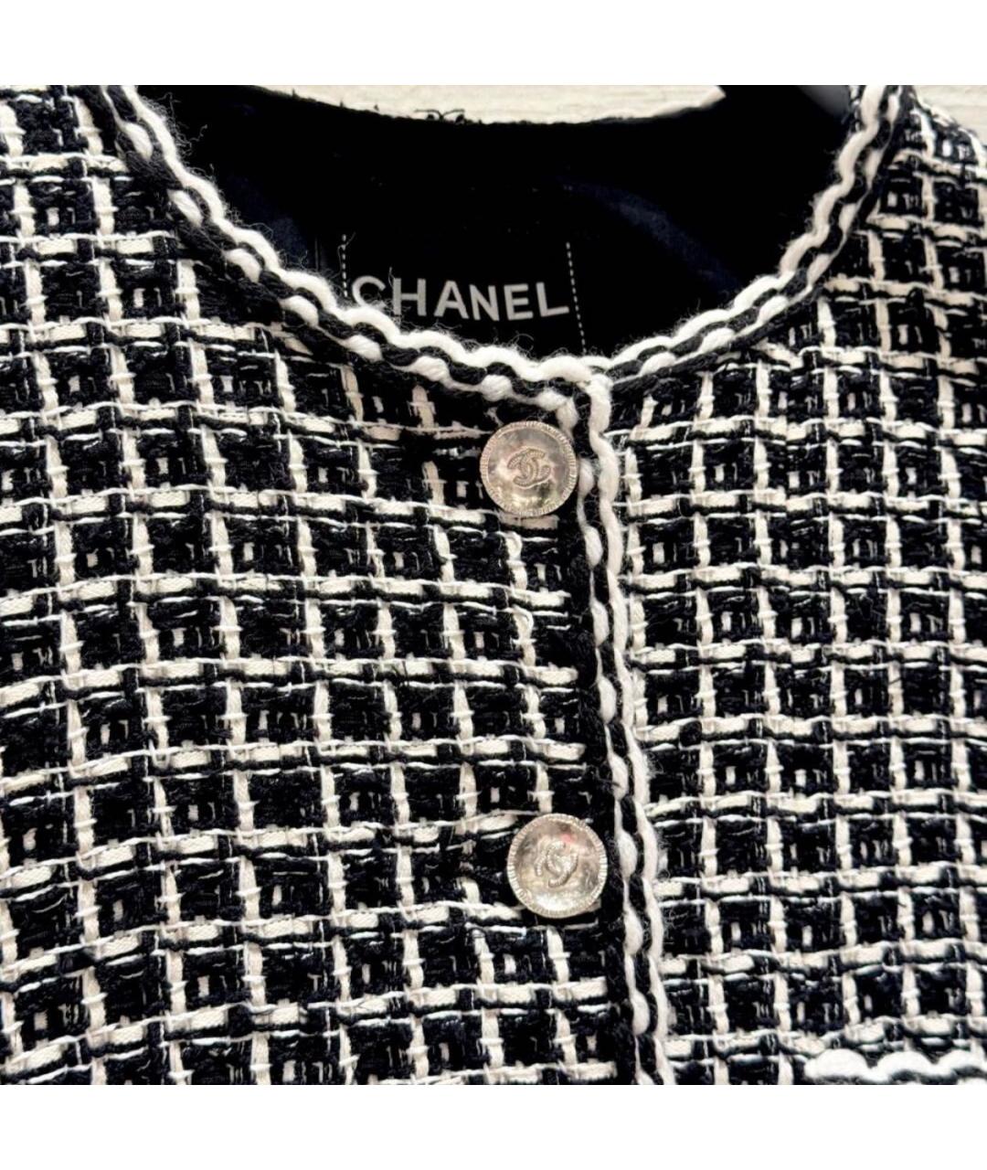 CHANEL Черный твидовый жакет/пиджак, фото 3