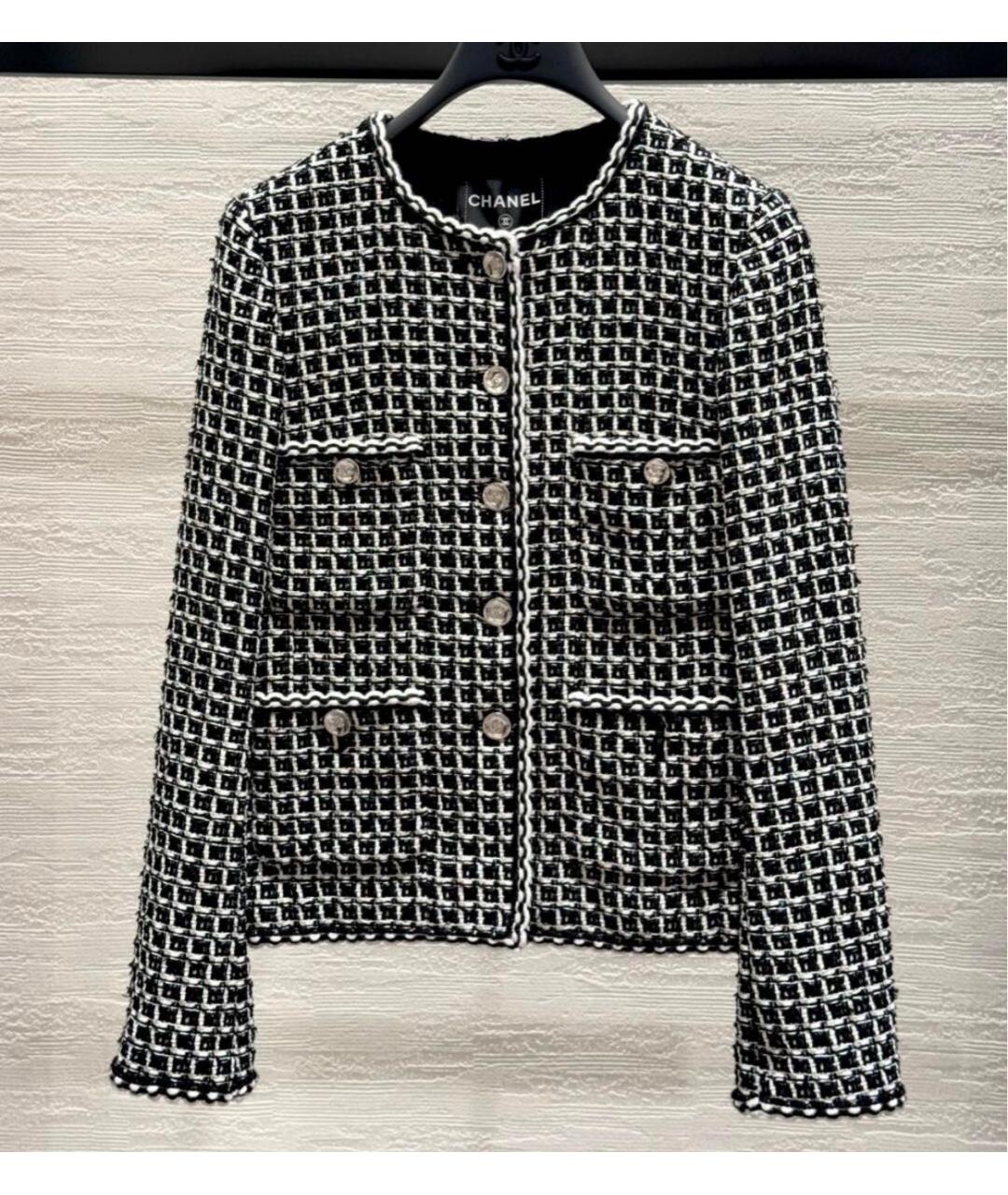 CHANEL Черный твидовый жакет/пиджак, фото 5