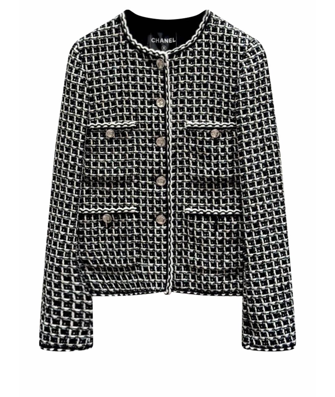 CHANEL Черный твидовый жакет/пиджак, фото 1