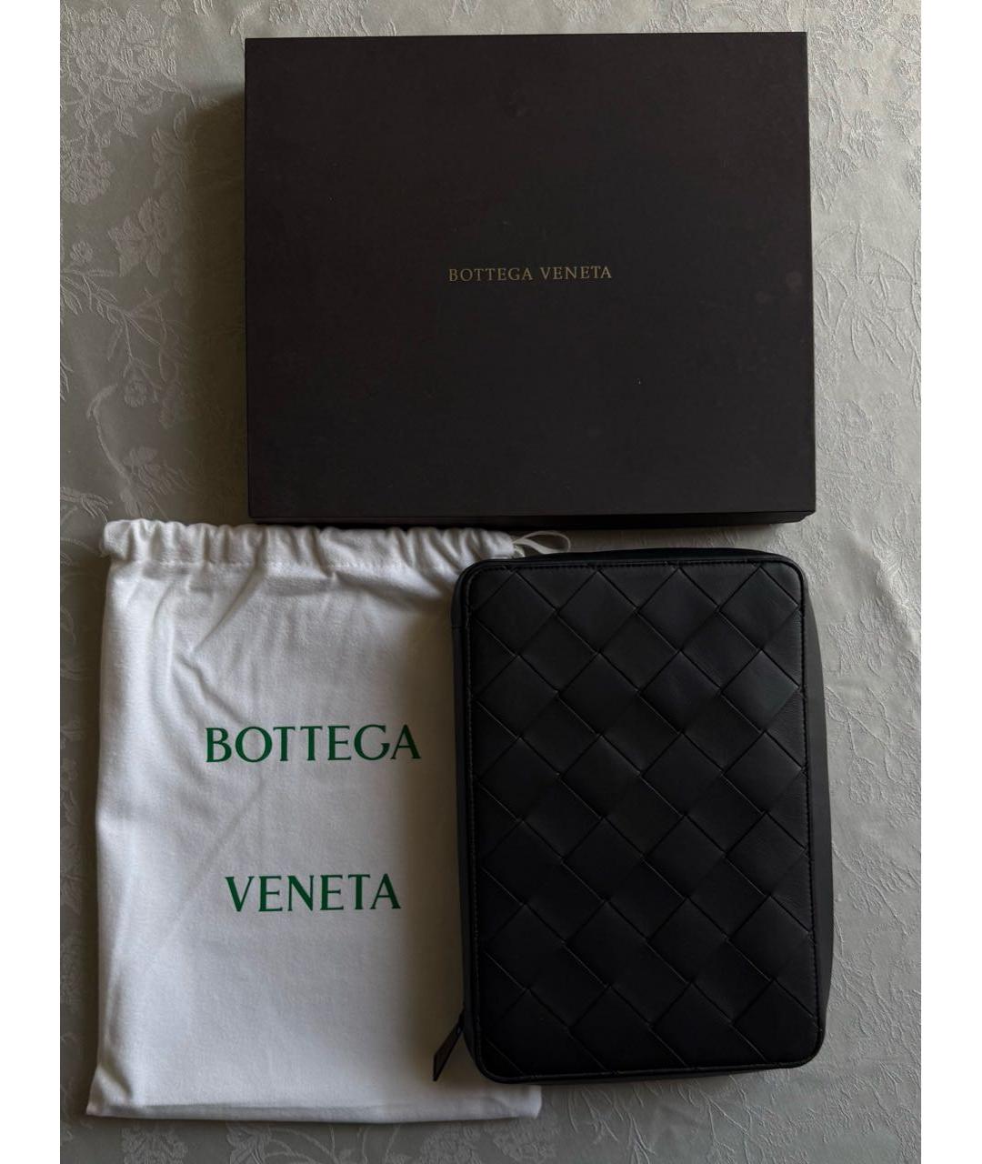 BOTTEGA VENETA Черная кожаная папка для документов, фото 2