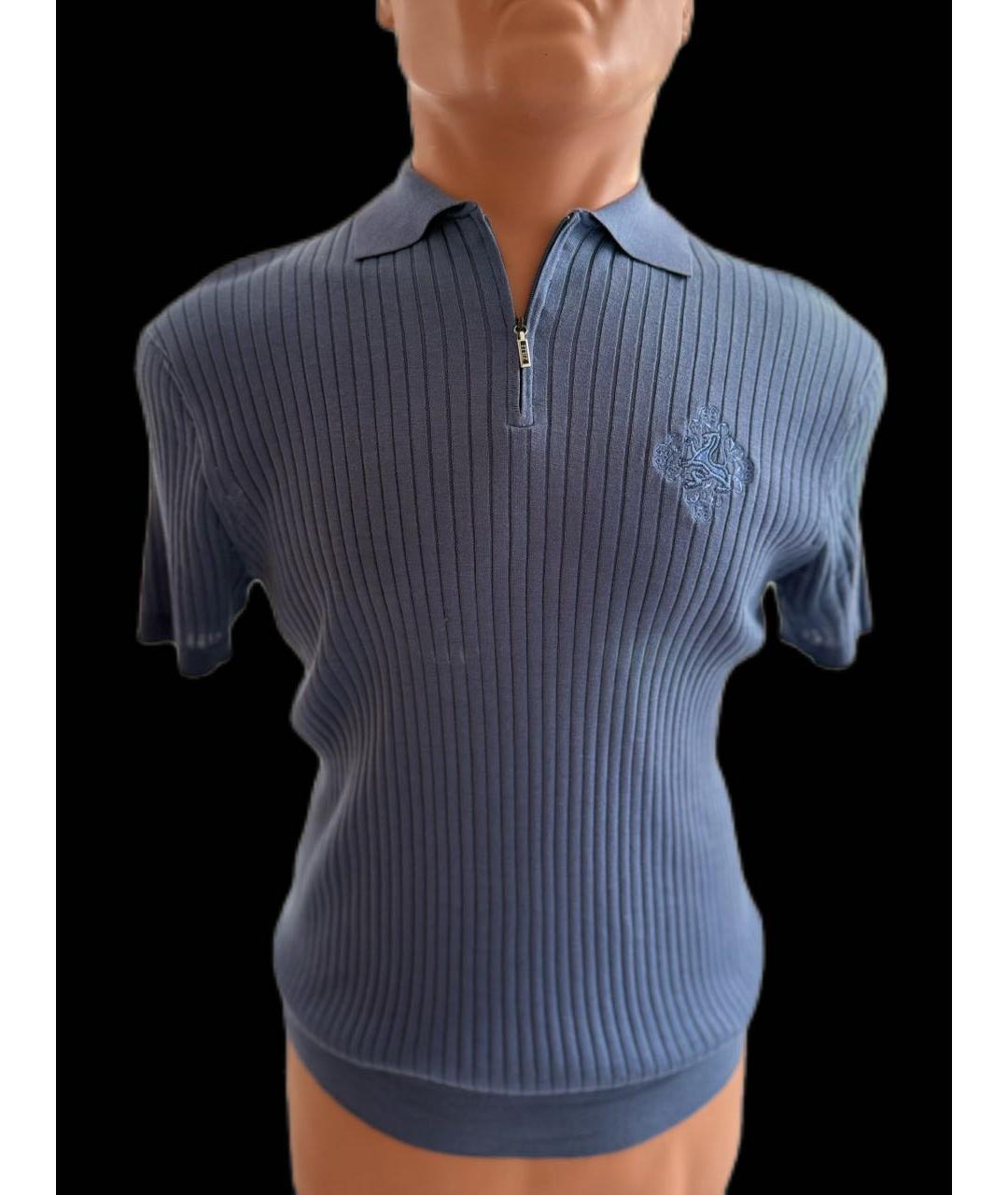 ZILLI Синее хлопковое поло с коротким рукавом, фото 5