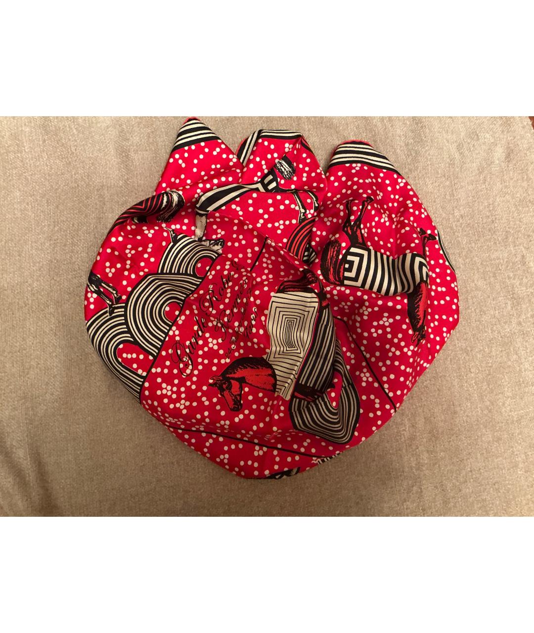 HERMES Красный шелковый платок, фото 3