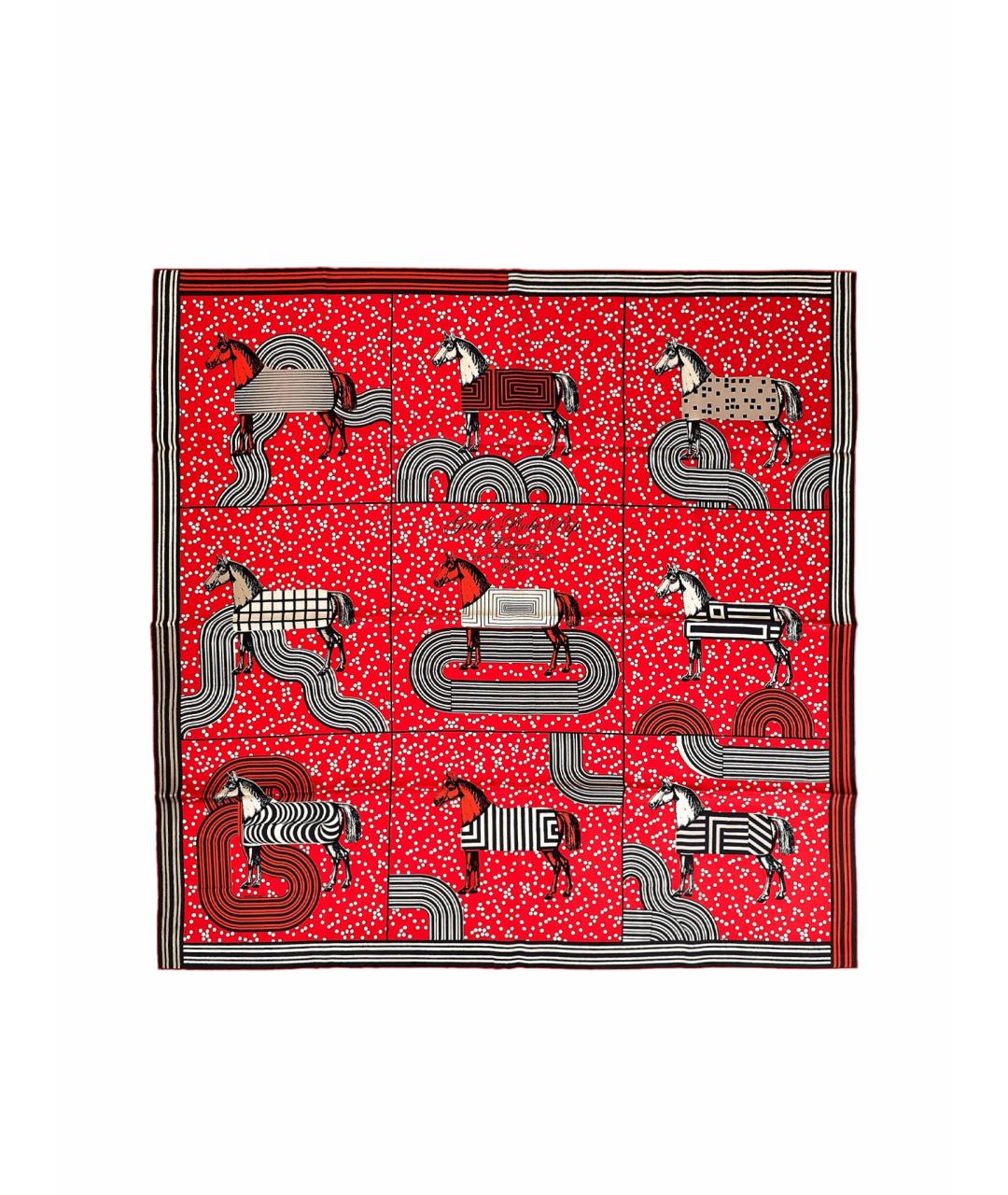 HERMES Красный шелковый платок, фото 1