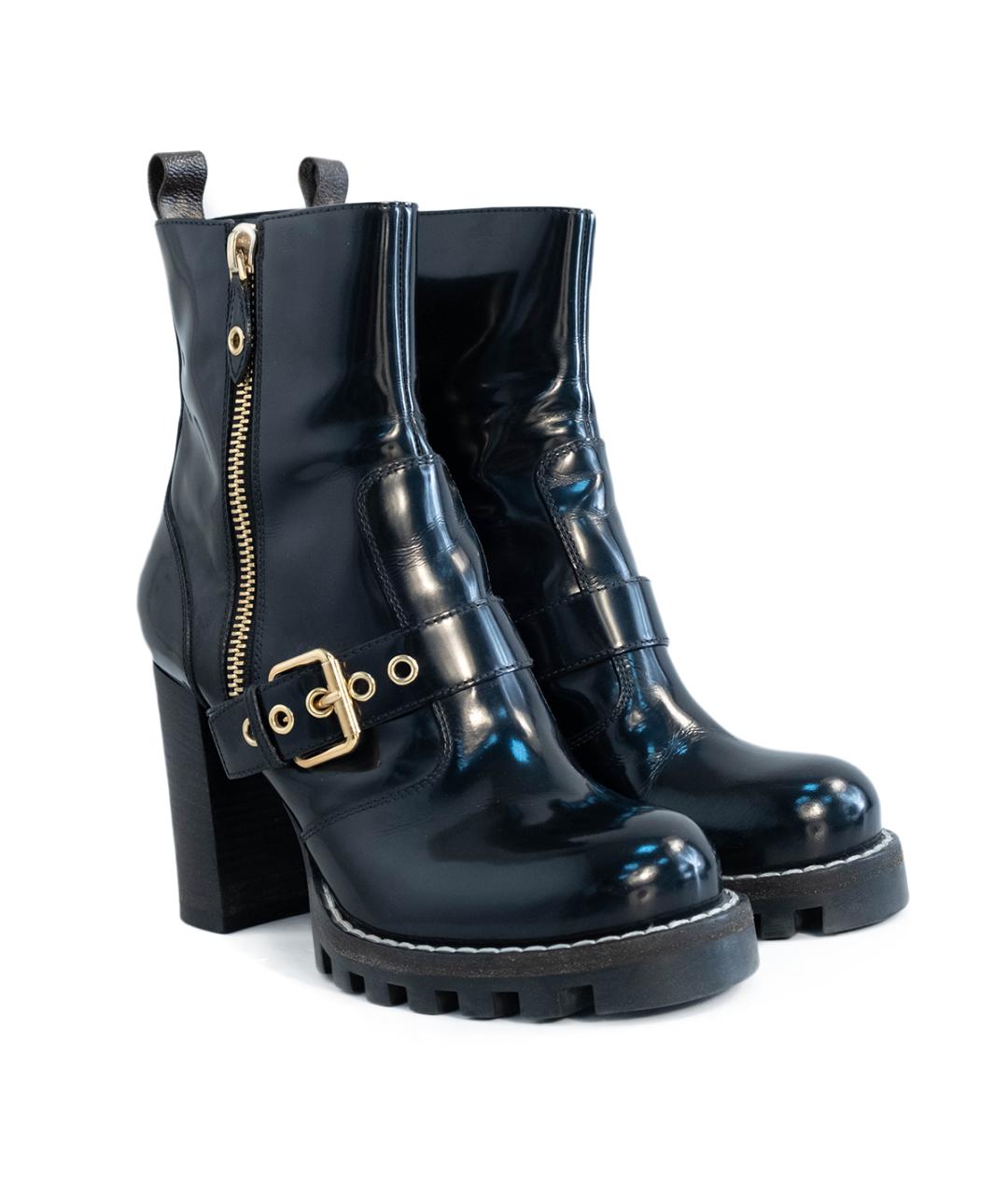 LOUIS VUITTON Черные кожаные ботильоны, фото 2