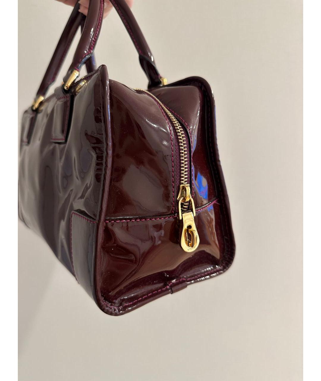 LOEWE Бордовая сумка тоут из лакированной кожи, фото 5