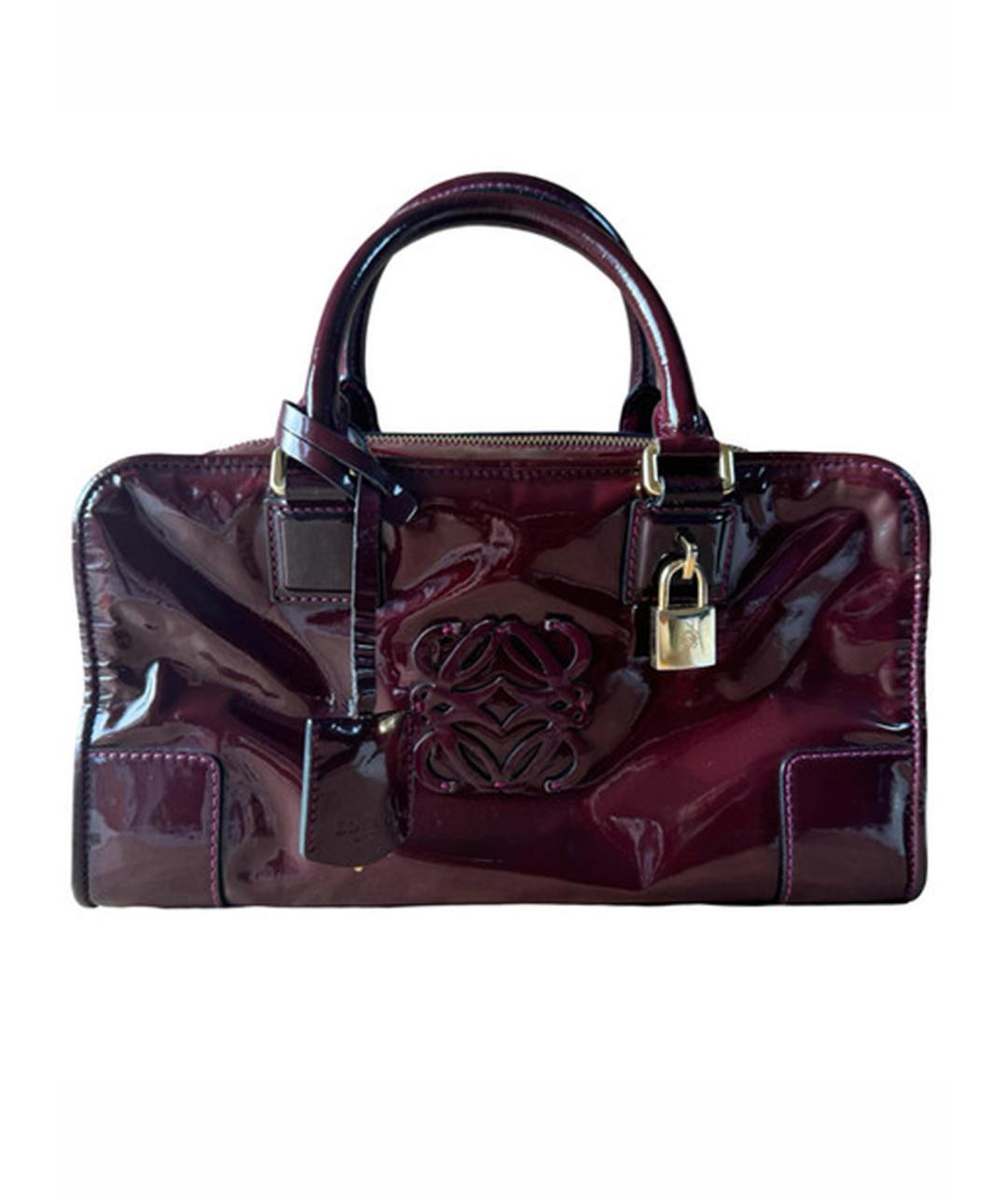 LOEWE Бордовая сумка тоут из лакированной кожи, фото 1