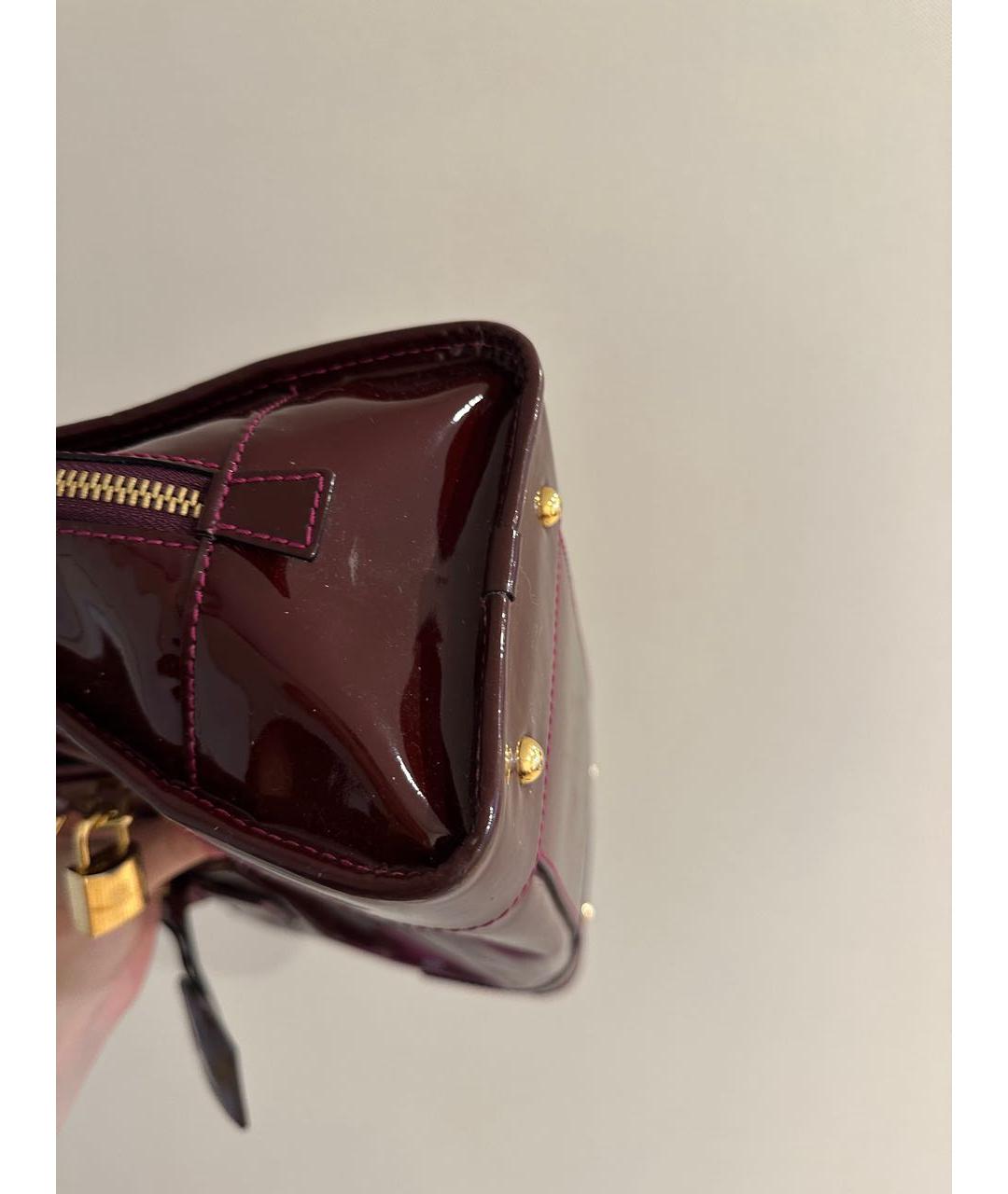 LOEWE Бордовая сумка тоут из лакированной кожи, фото 8