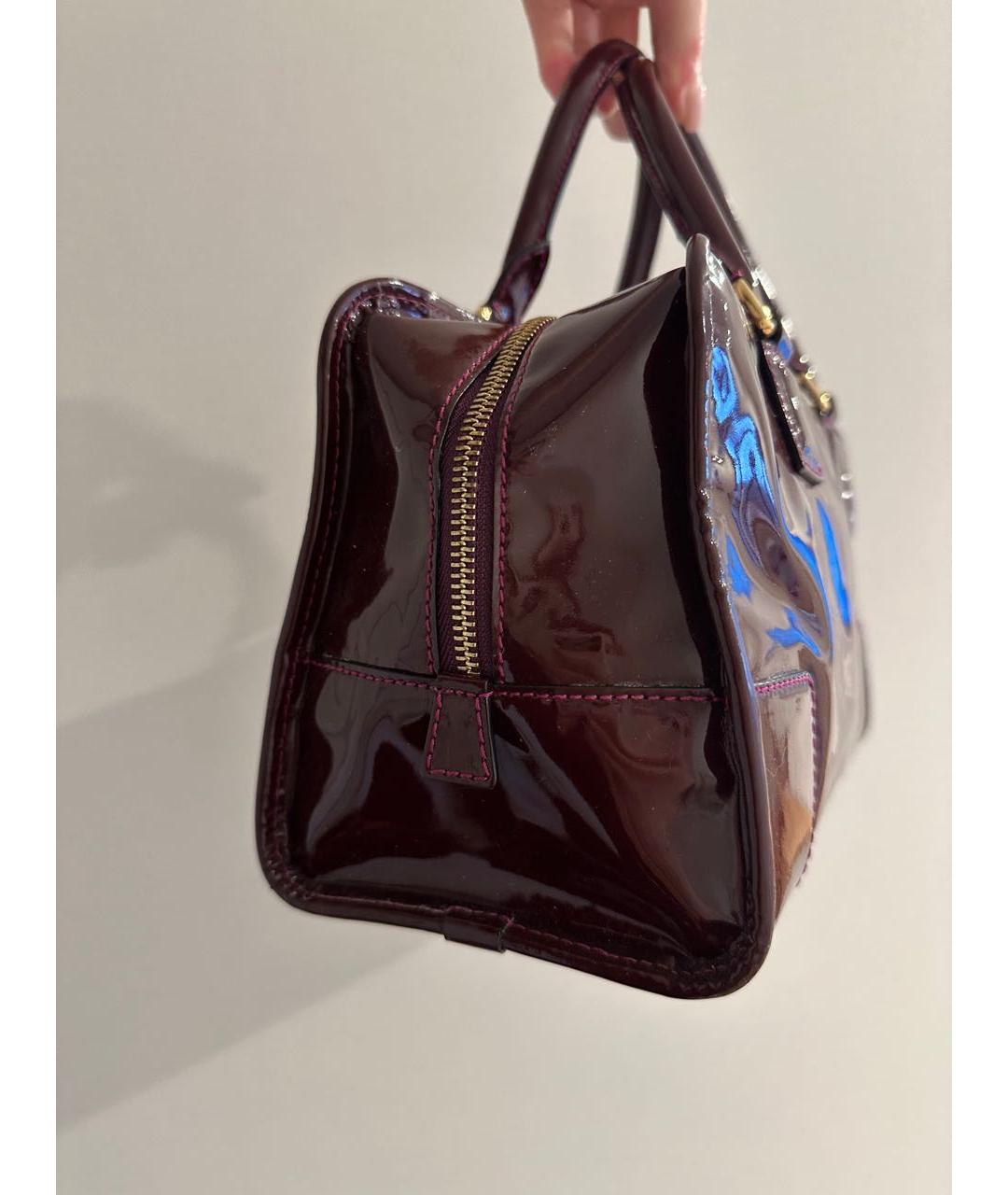 LOEWE Бордовая сумка тоут из лакированной кожи, фото 6