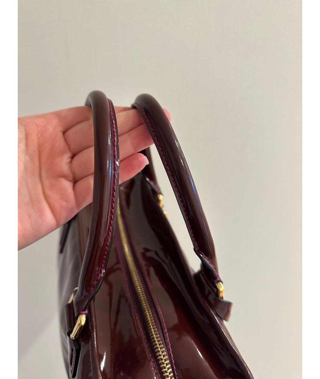 LOEWE Бордовая сумка тоут из лакированной кожи, фото 7