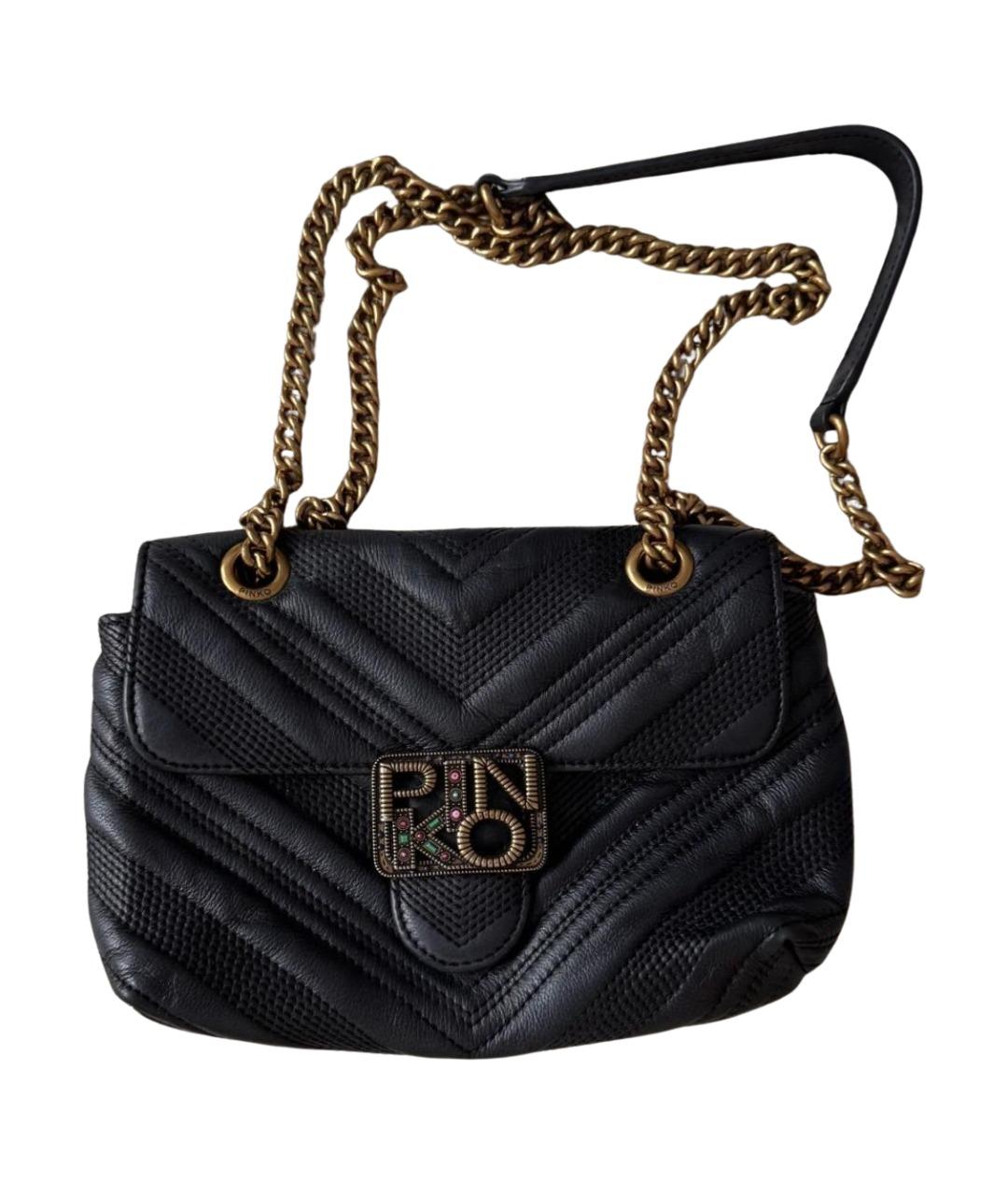 PINKO Черная кожаная сумка через плечо, фото 1