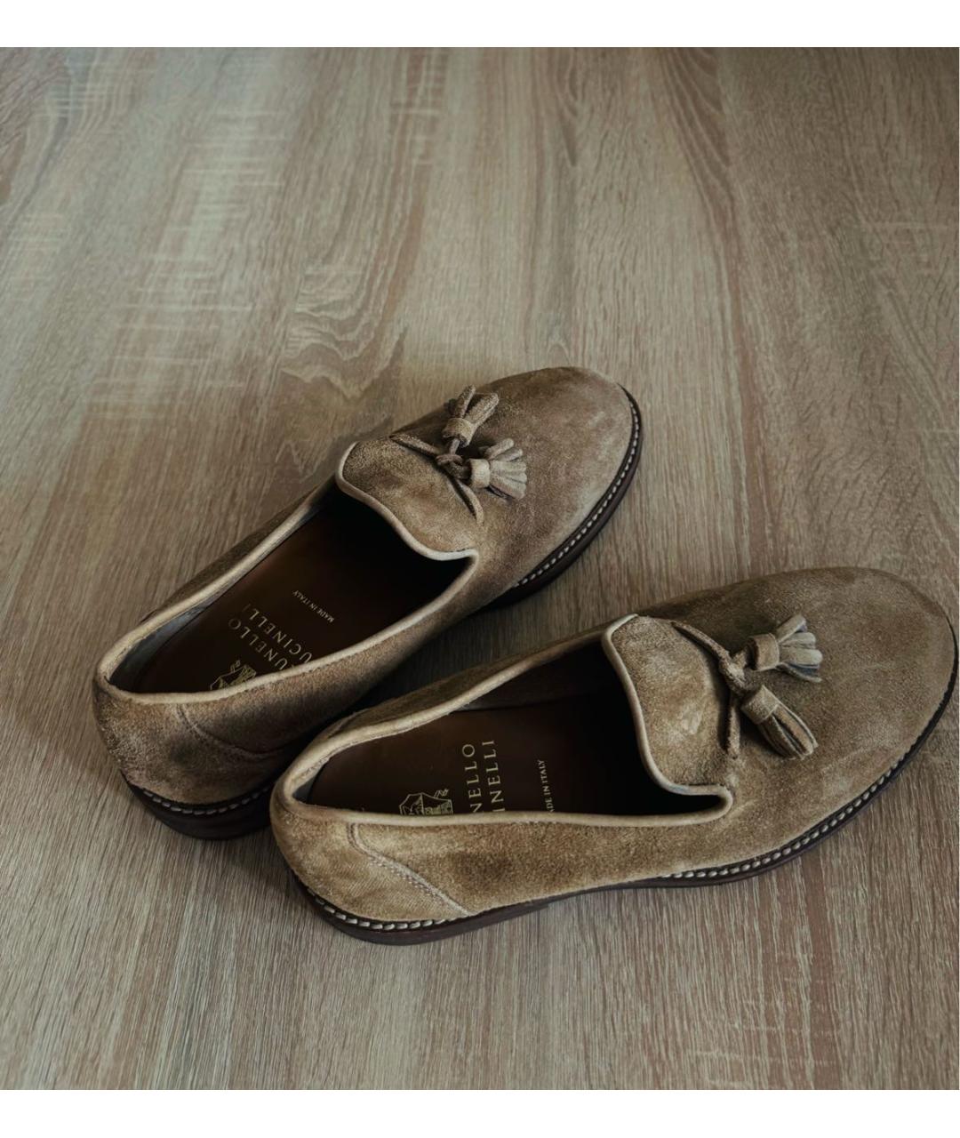 BRUNELLO CUCINELLI Коричневые замшевые лоферы, фото 5