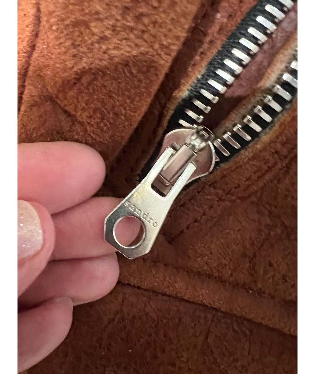 SANDRO Коричневая замшевая дубленка, фото 2