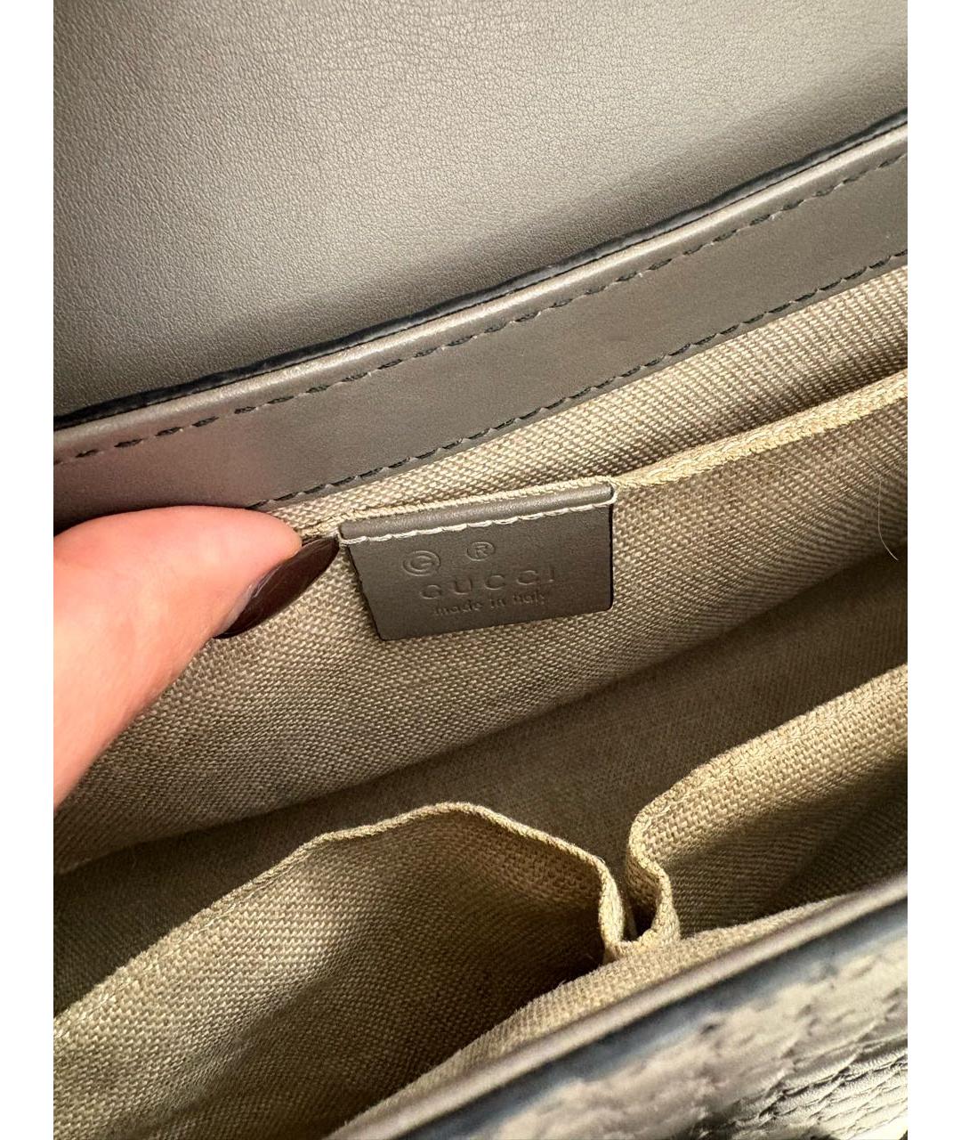 GUCCI Серая кожаная сумка с короткими ручками, фото 7