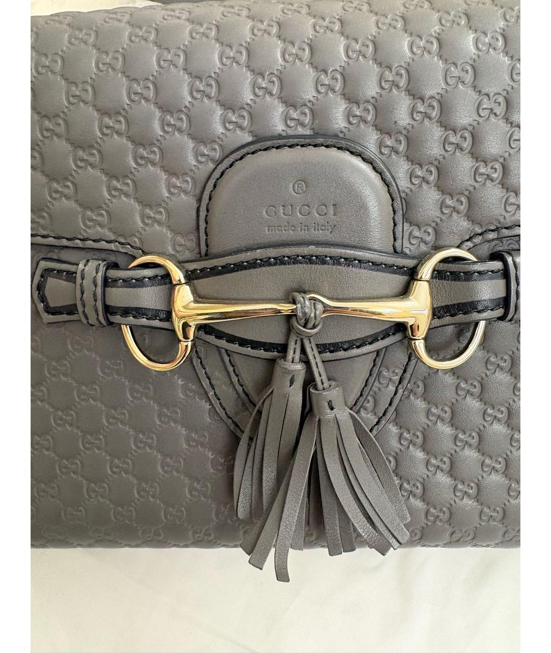 GUCCI Серая кожаная сумка с короткими ручками, фото 3