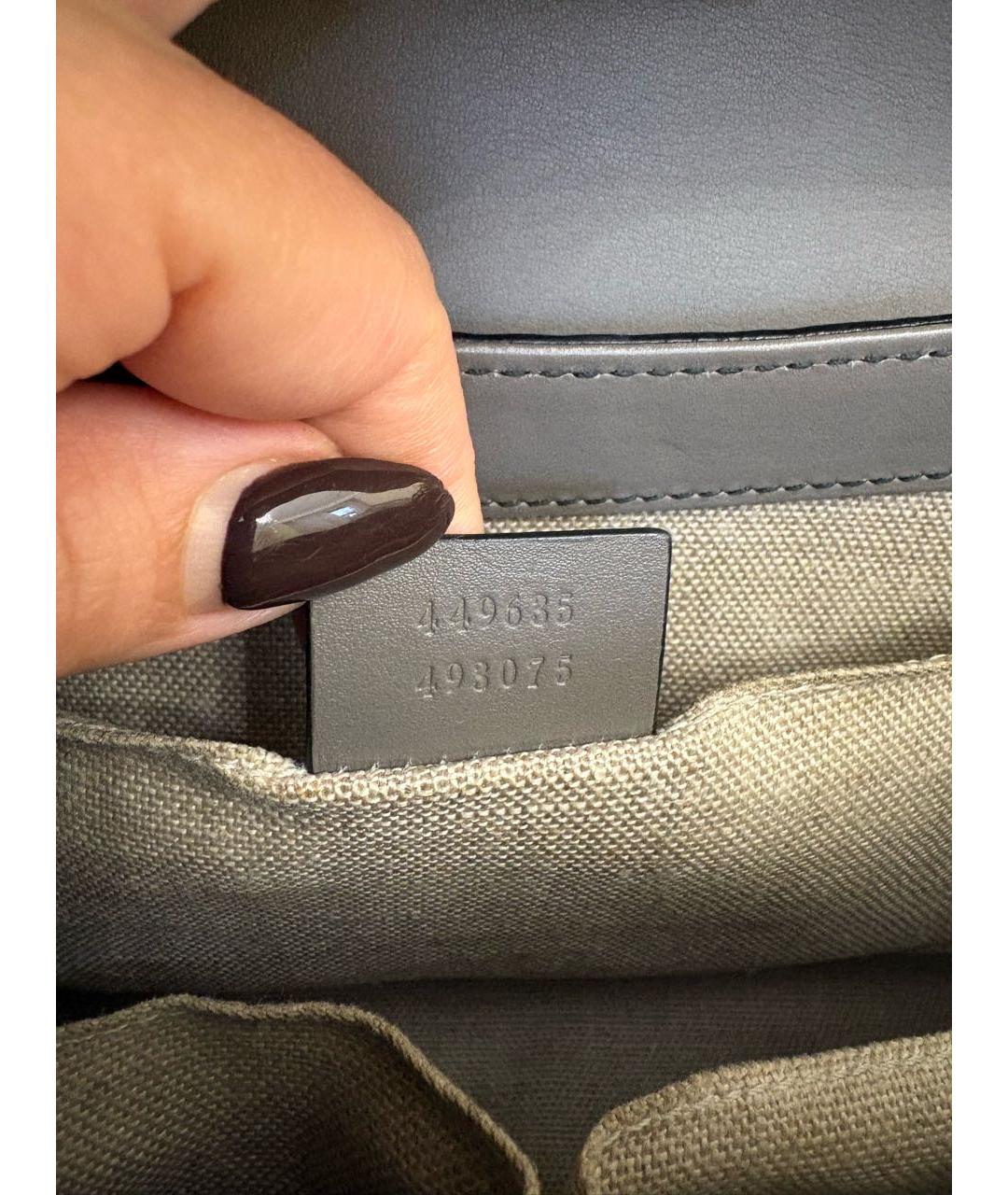 GUCCI Серая кожаная сумка с короткими ручками, фото 4