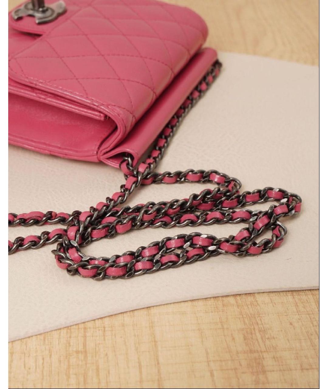 CHANEL Розовая кожаная сумка через плечо, фото 7