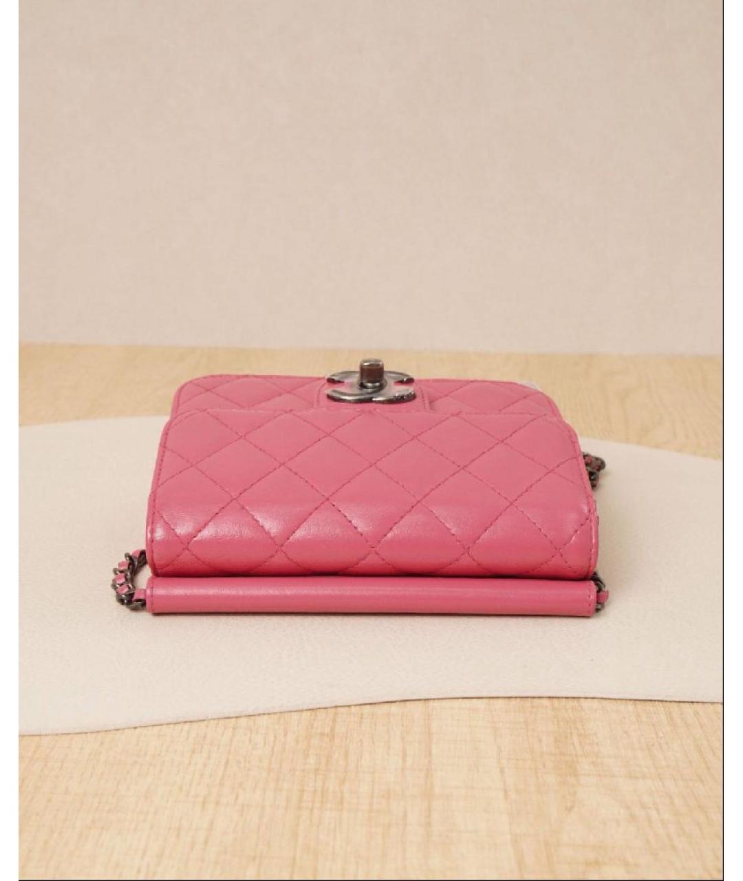 CHANEL Розовая кожаная сумка через плечо, фото 2