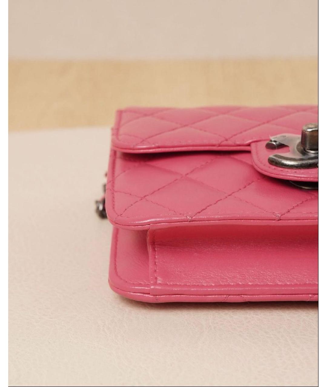 CHANEL Розовая кожаная сумка через плечо, фото 8