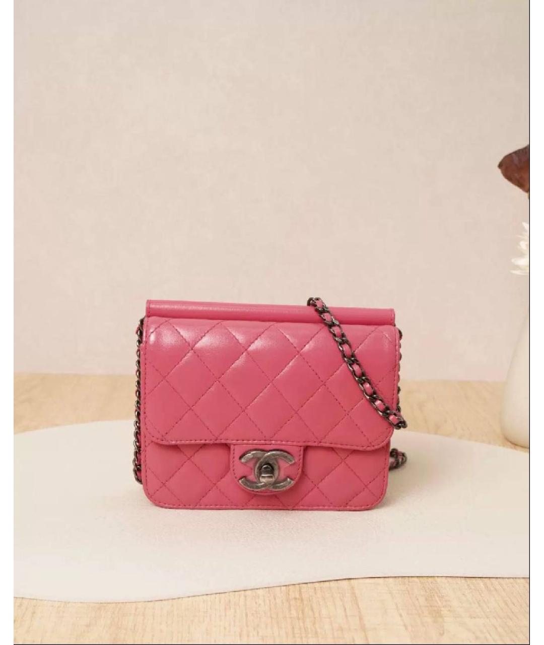 CHANEL Розовая кожаная сумка через плечо, фото 3