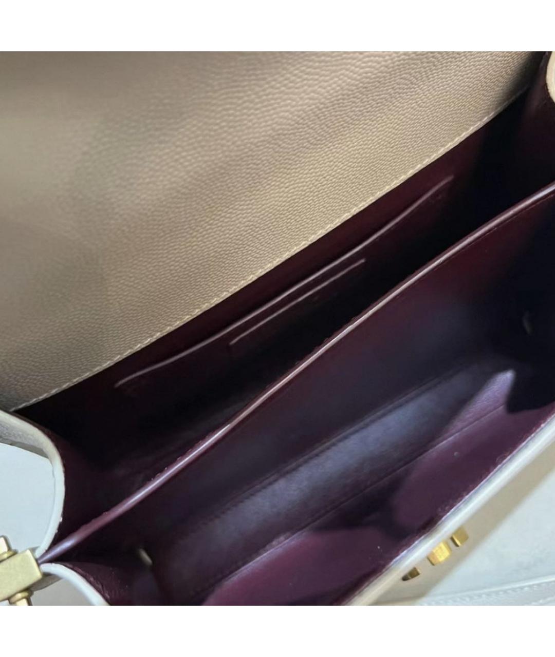 SAINT LAURENT Бежевая кожаная сумка через плечо, фото 4