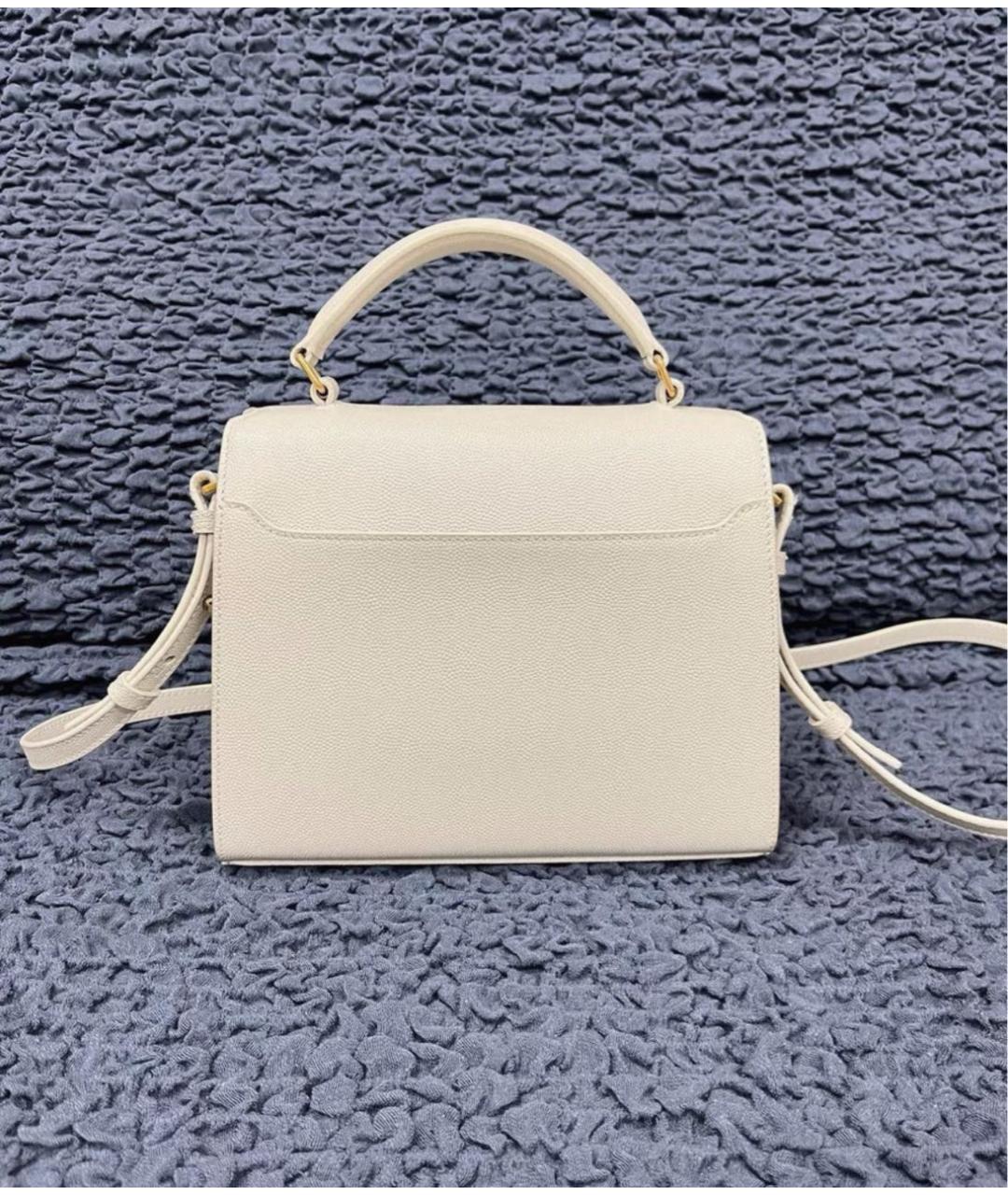 SAINT LAURENT Бежевая кожаная сумка через плечо, фото 3