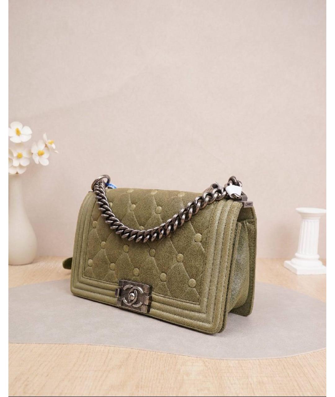 CHANEL Бежевая замшевая сумка через плечо, фото 5