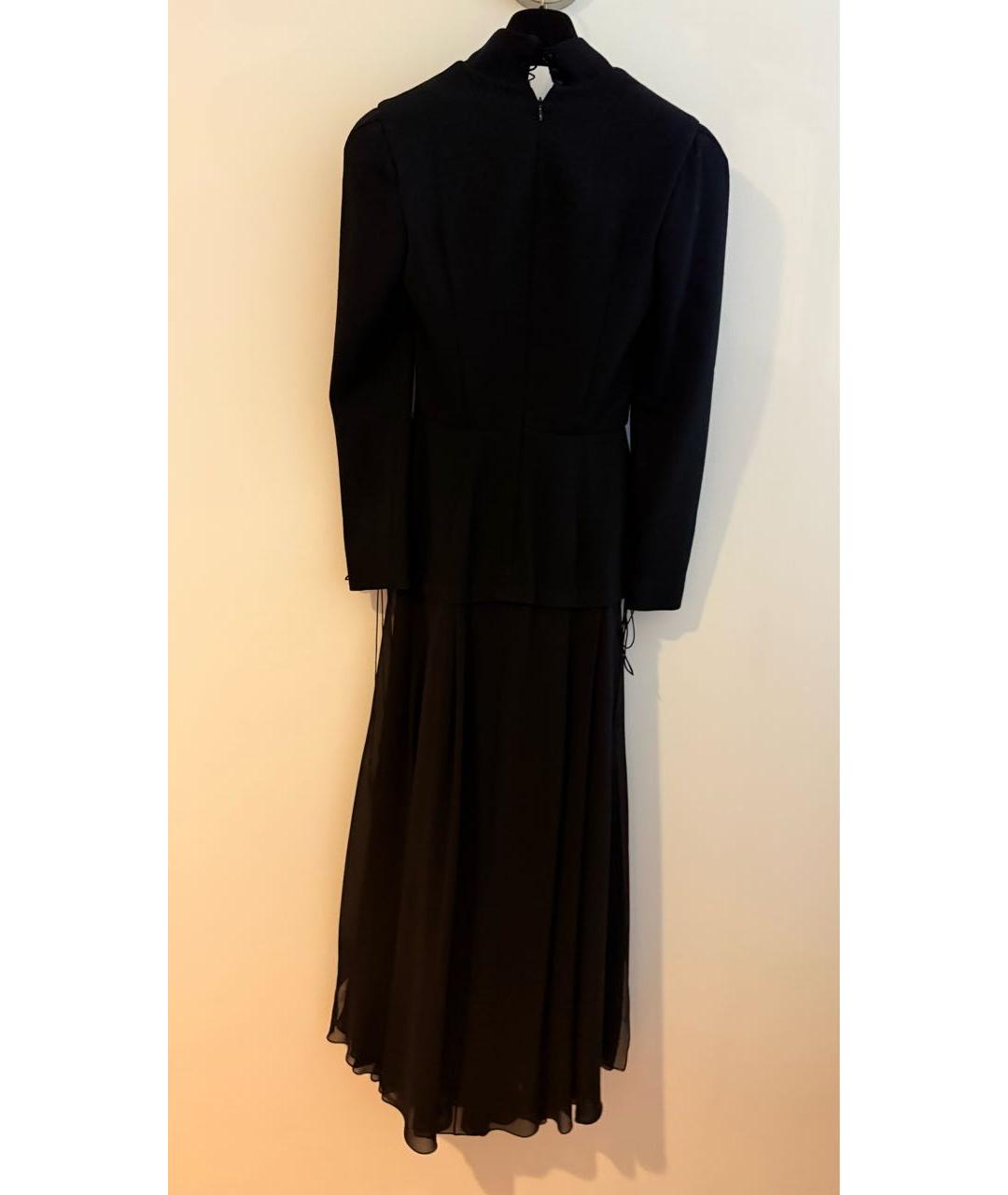 ULYANA SERGEENKO Черное шерстяное вечернее платье, фото 2