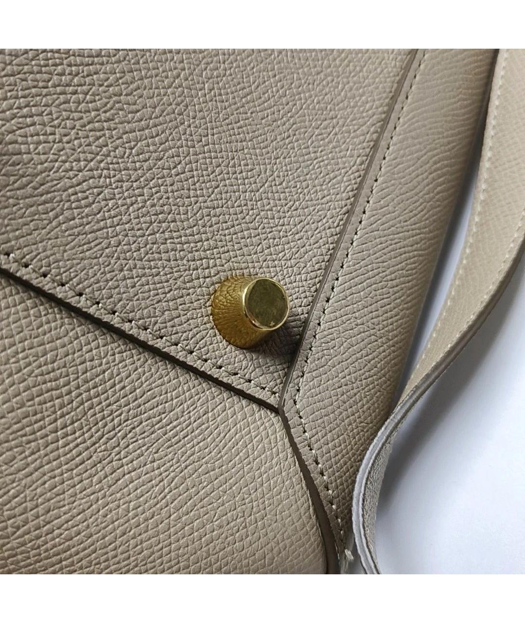 CELINE Бежевая кожаная сумка с короткими ручками, фото 8