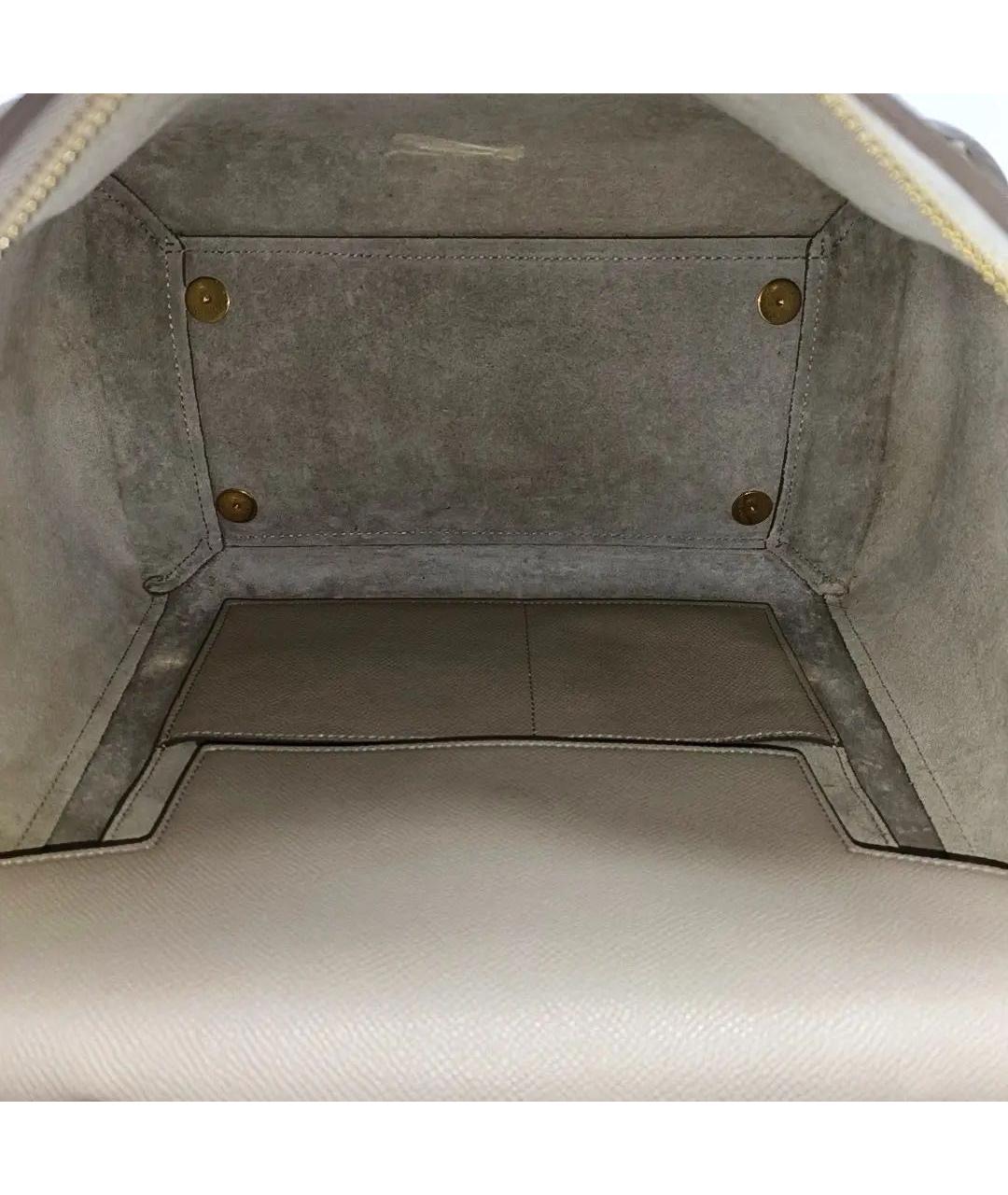 CELINE Бежевая кожаная сумка с короткими ручками, фото 6