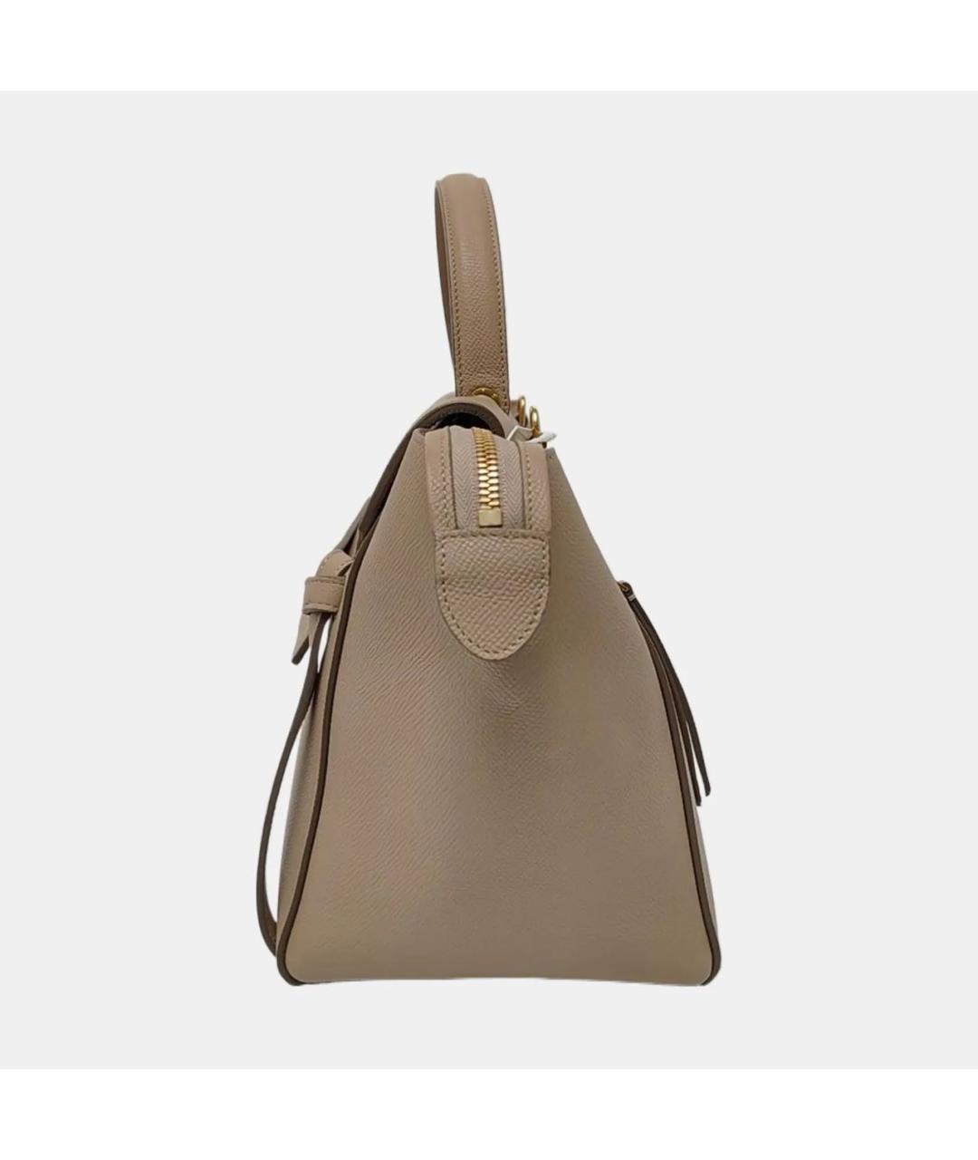 CELINE Бежевая кожаная сумка с короткими ручками, фото 2