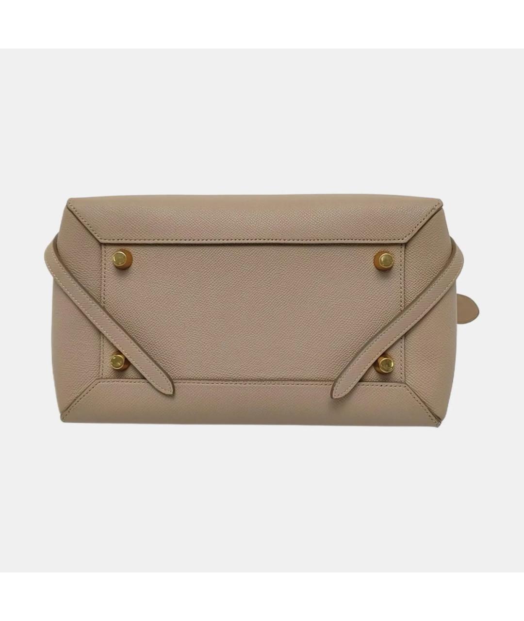 CELINE Бежевая кожаная сумка с короткими ручками, фото 5
