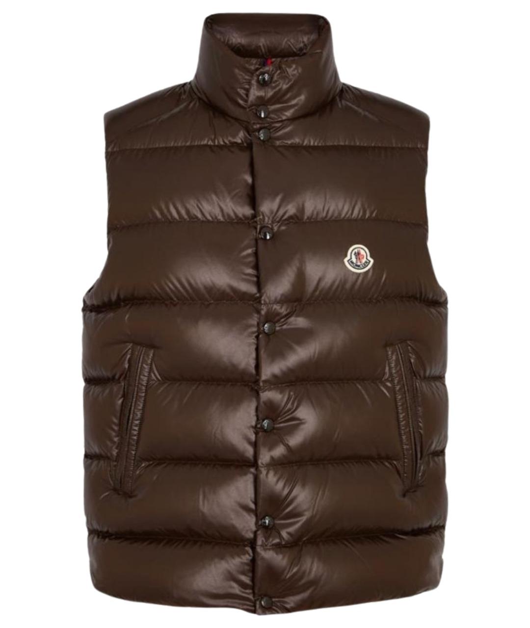 MONCLER Коричневый полиамидовый жилет, фото 1