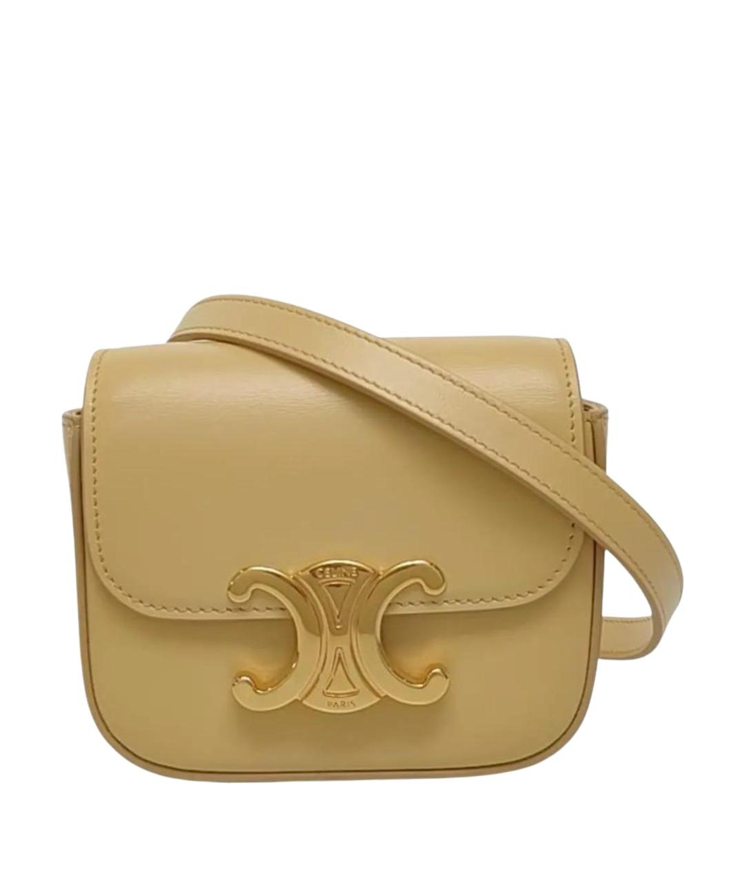 CELINE Желтая кожаная сумка через плечо, фото 1